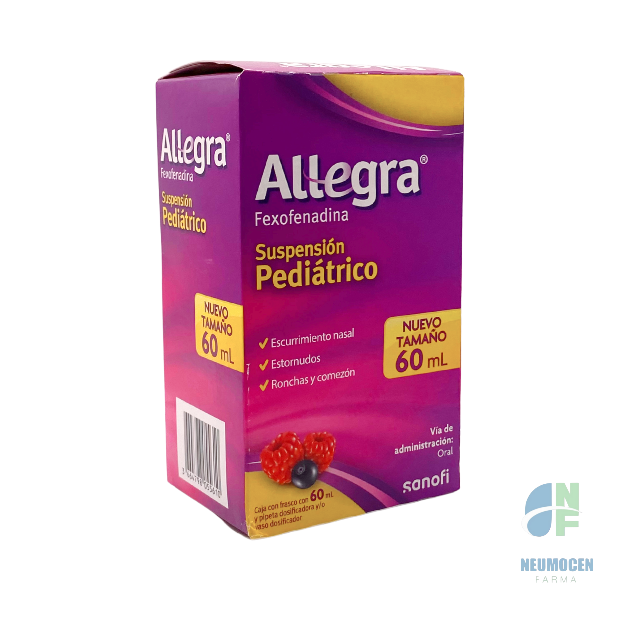 Caja con frasco con 60 ml y pipeta dosificadora y/o vaso dosificador