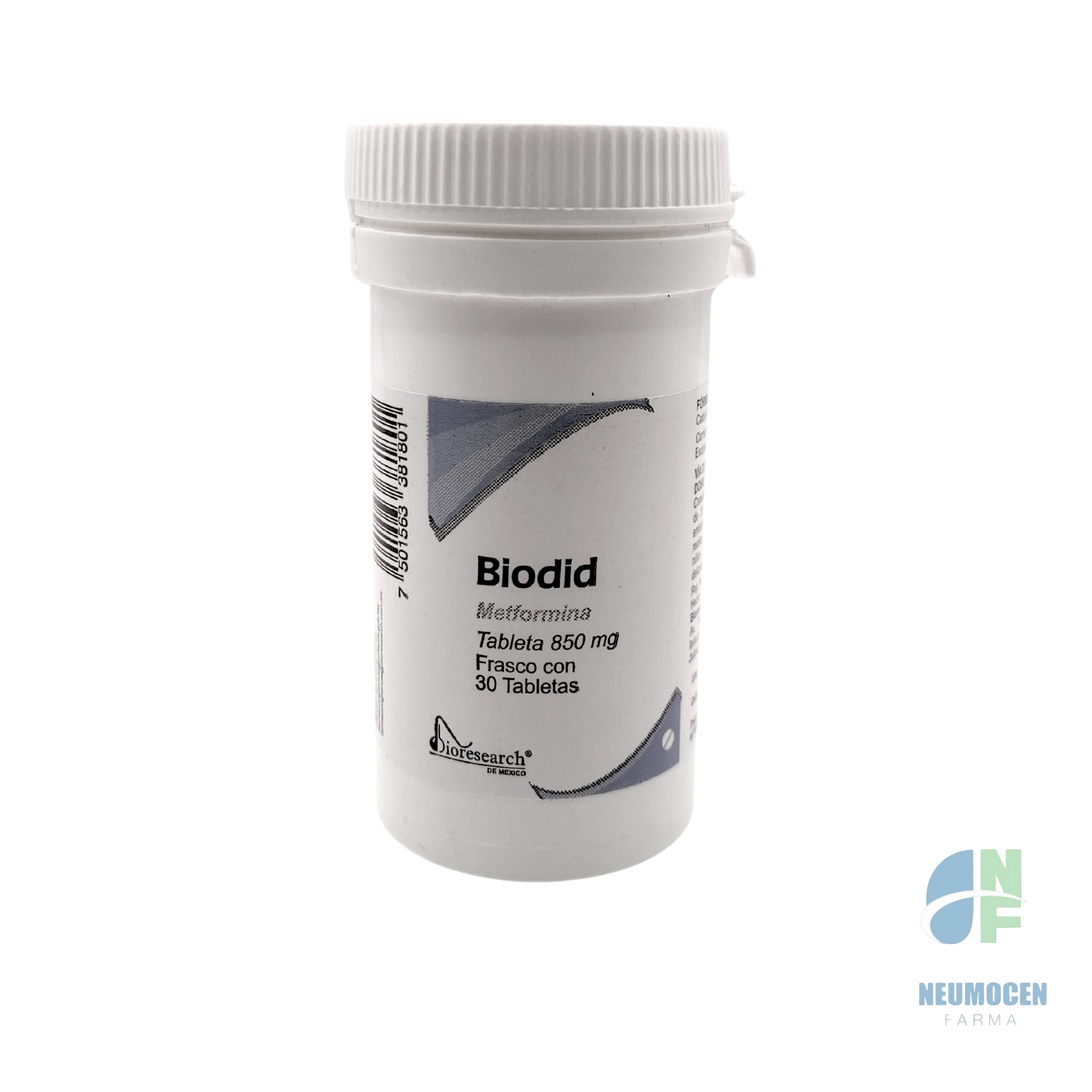Presentación en frasco con 30 tabletas