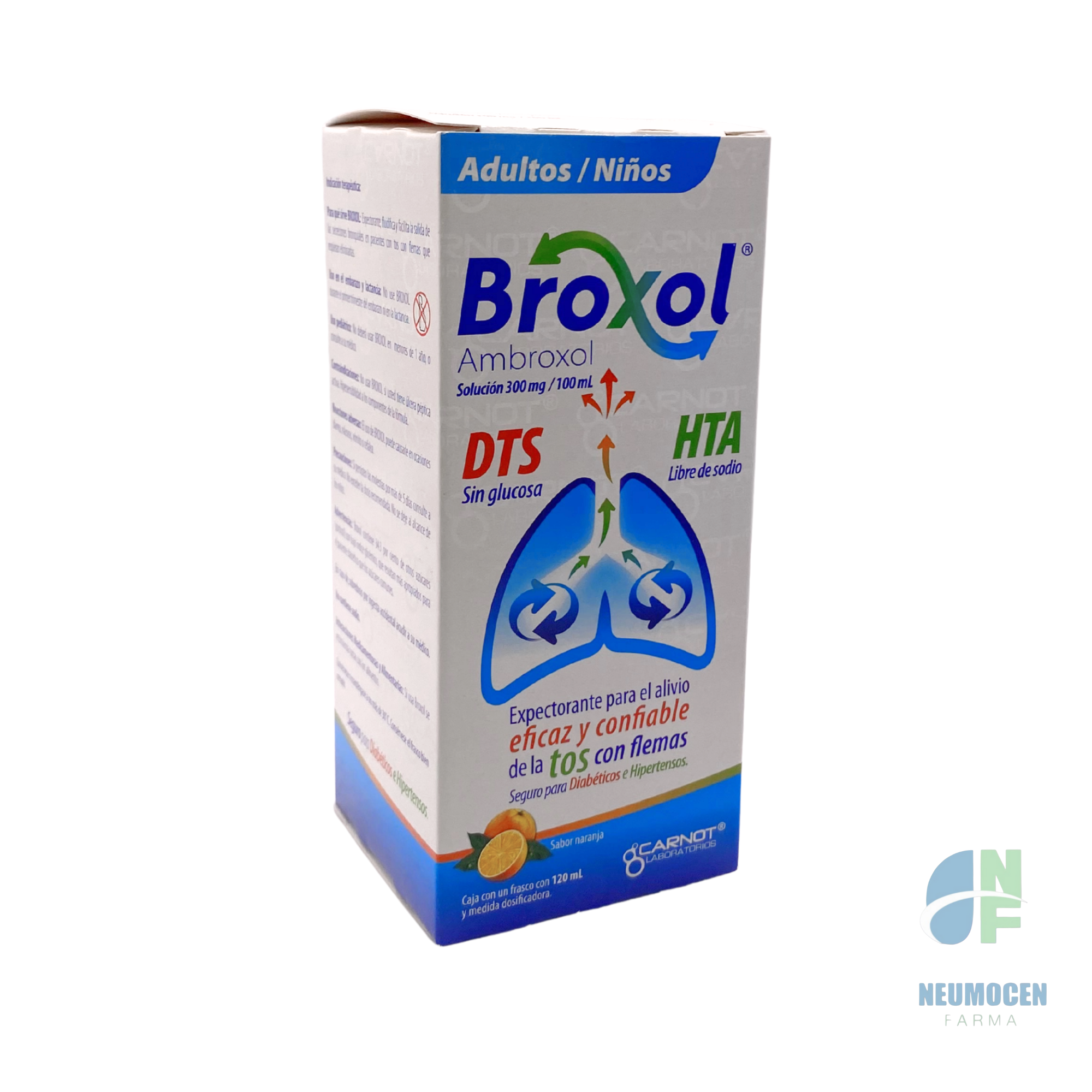 Caja con un frasco con 120 ml y medida dosificadora