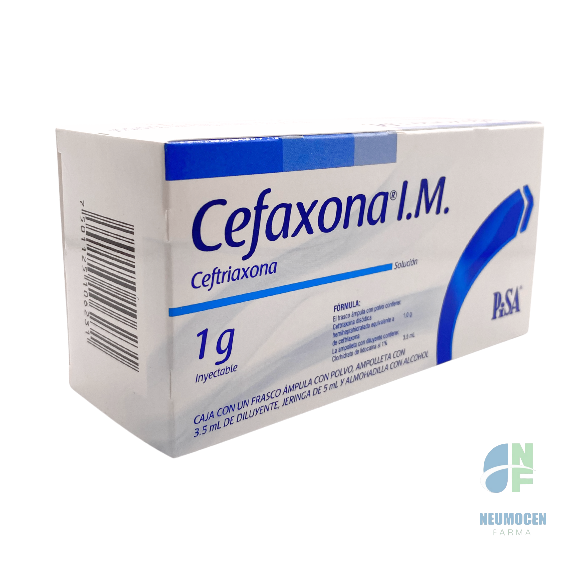 Caja con un frasco ámpula con polvo, ampolleta con 3.5 ml de diluyente, jeringa de 5 ml y almohadilla con alcohol