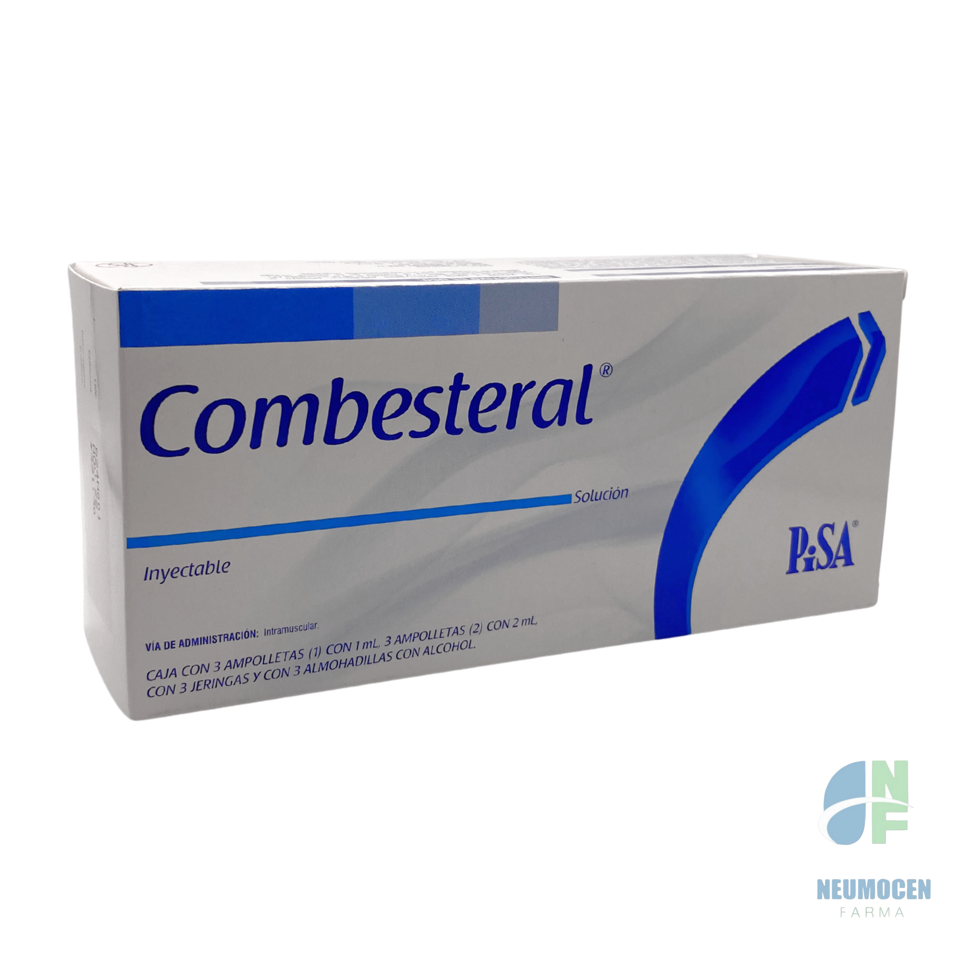 Caja con 3 ampolletas de 1 ml, 3 ampolletas de 2 ml, 3 jeringas y 3 almohadillas con alcohol