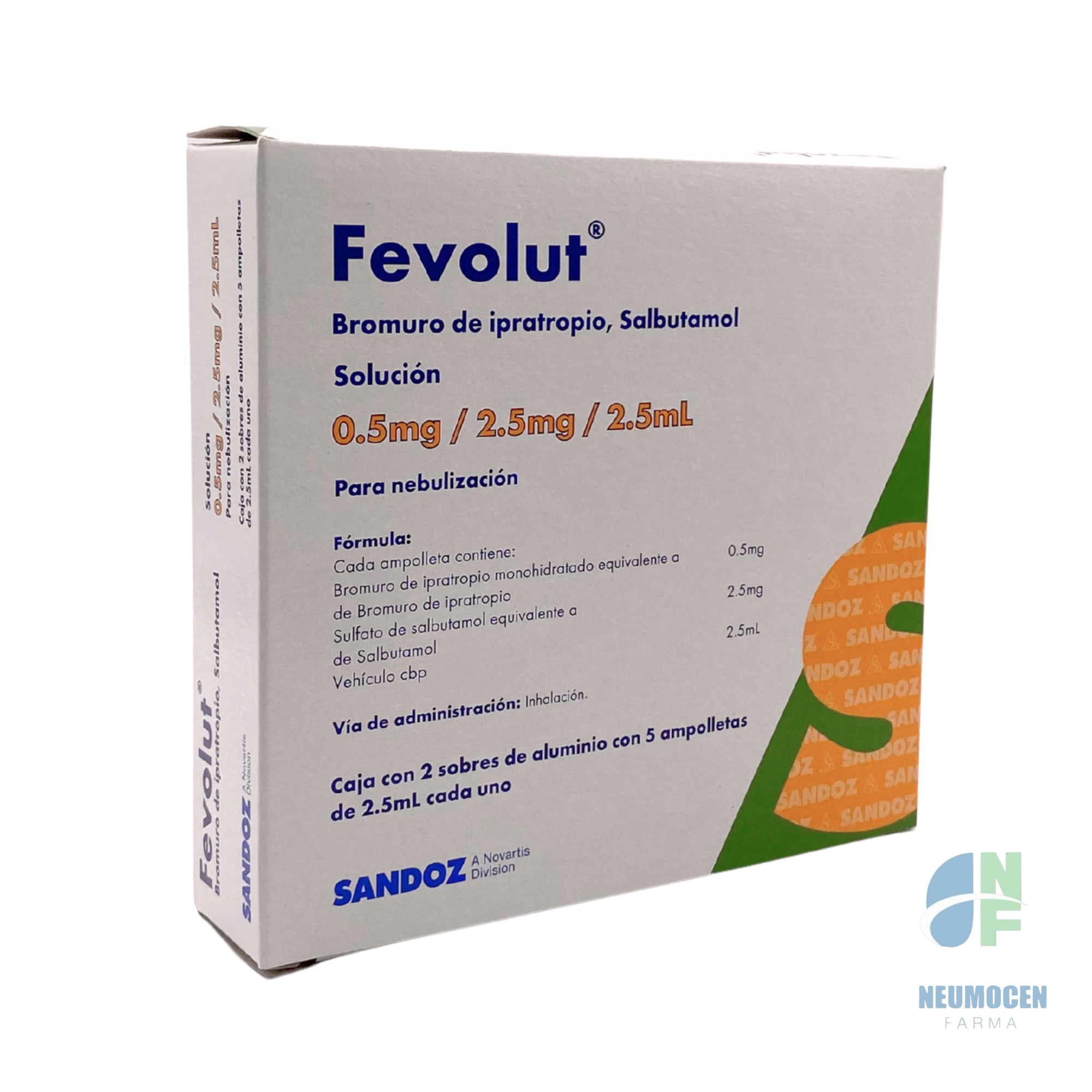 Caja con 2 sobres de aluminio con 5 ampolletas de 2.5 ml cada uno