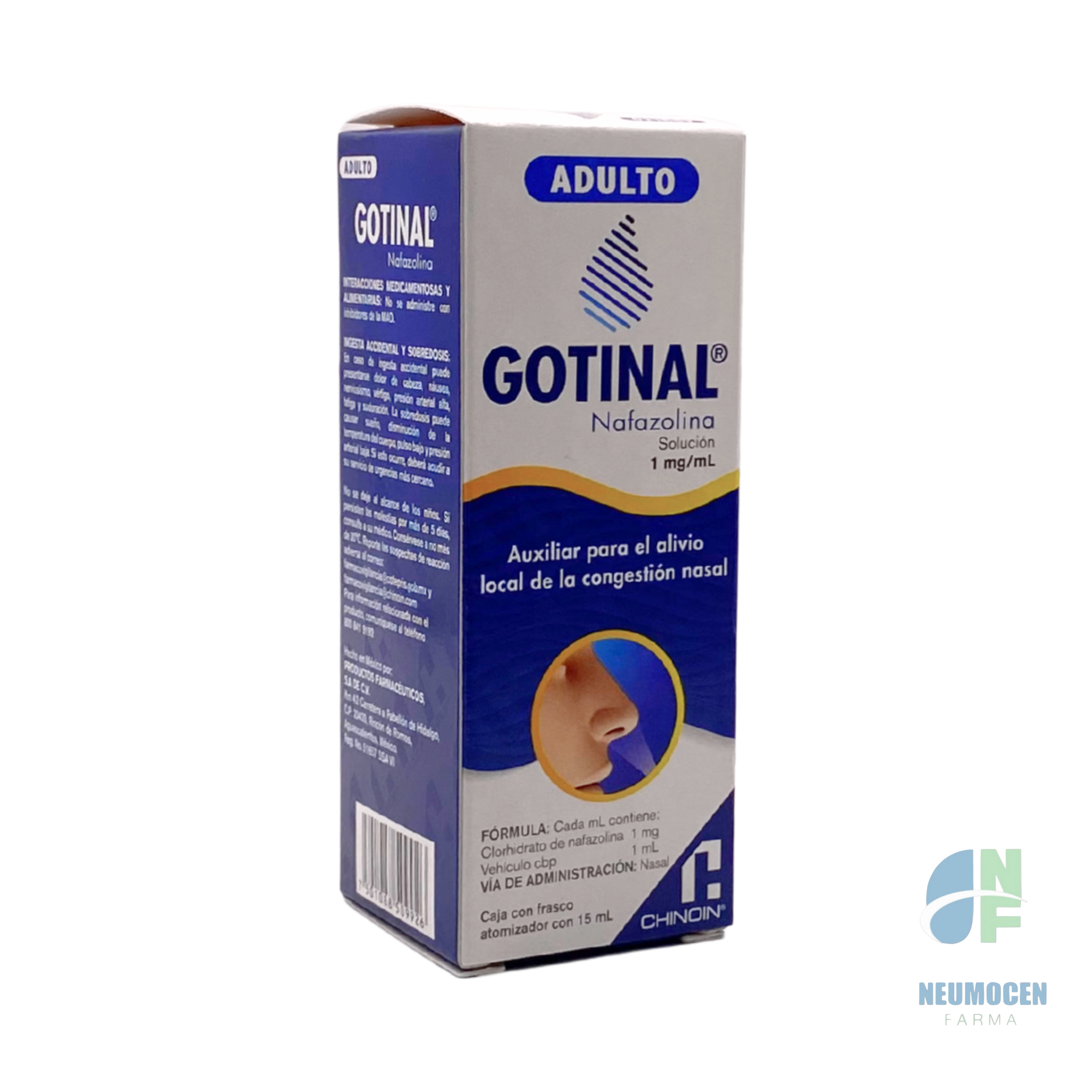 Caja con un frasco atomizador con 15 ml