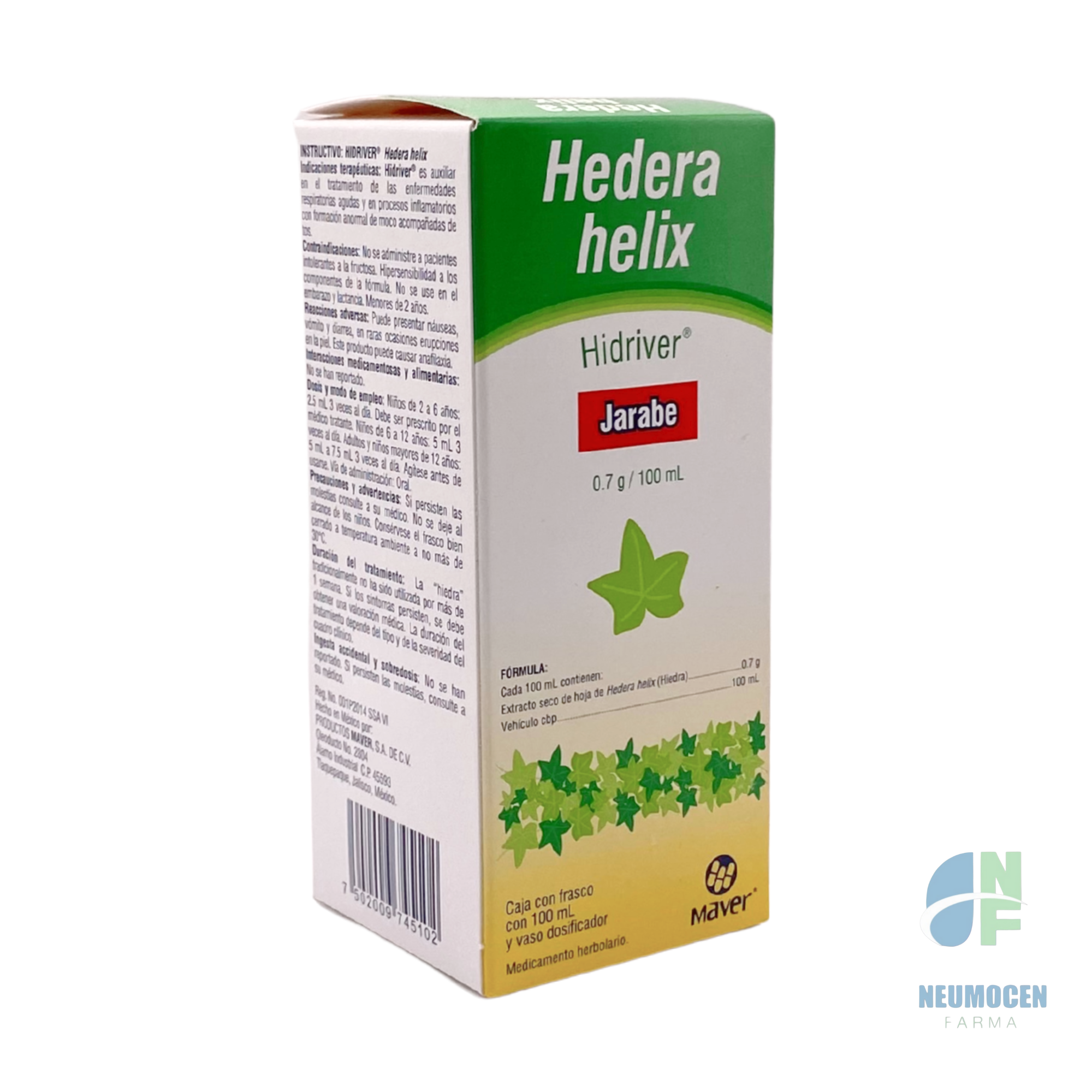 Caja con frasco con 100 ml y vaso dosificador