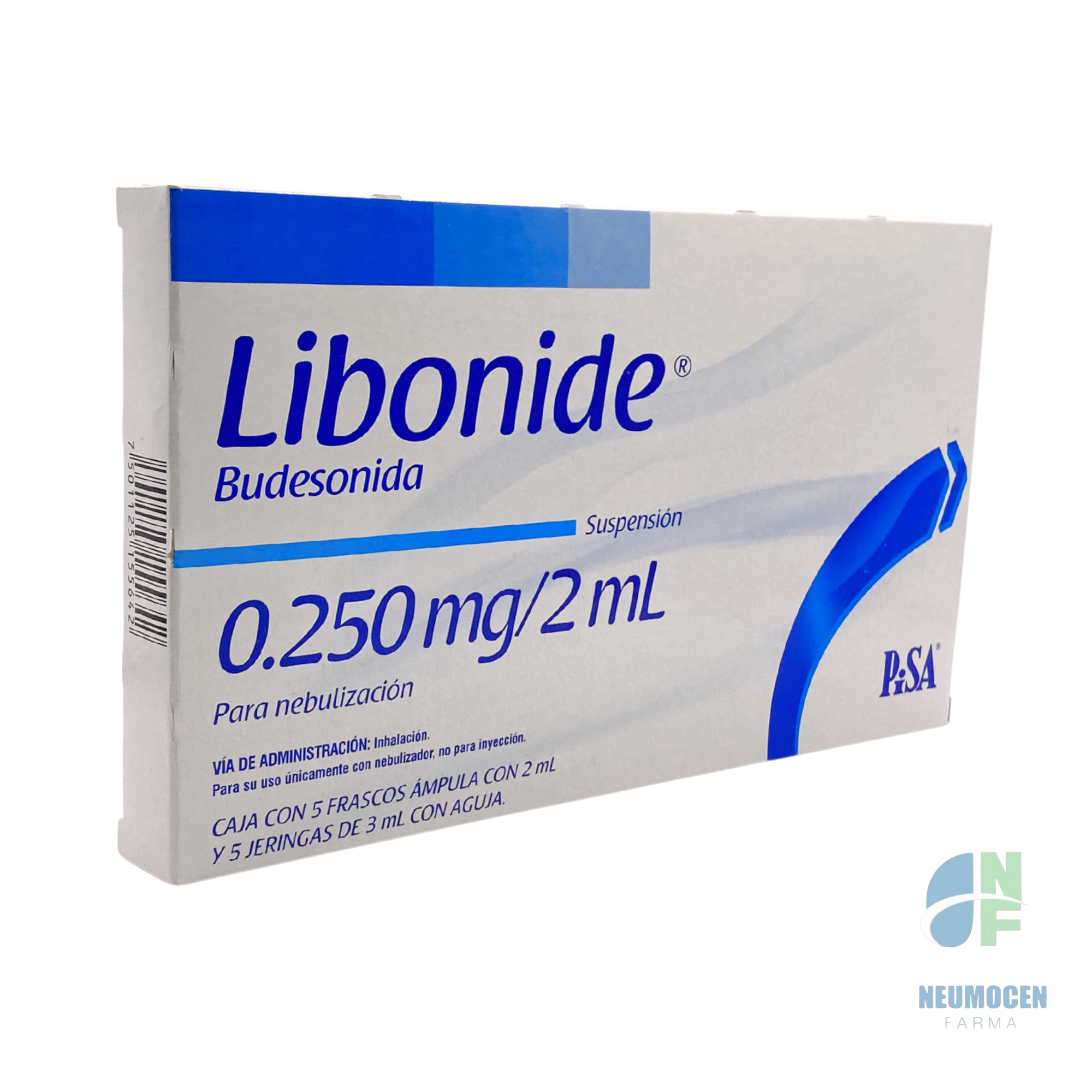 Caja con 5 frascos ámpula con 2 ml y 5 jeringas de 3 ml con agua