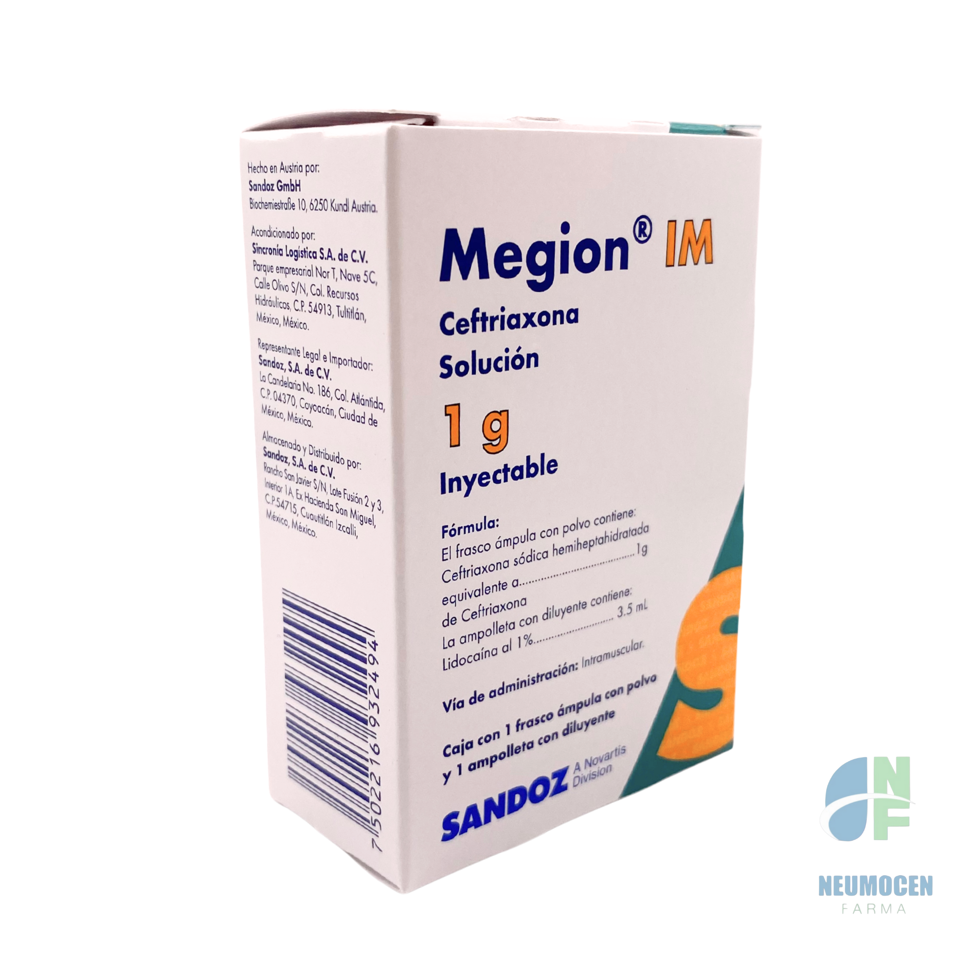 Caja con 1 frasco ámpula con polvo y 1 ampolleta con diluyente