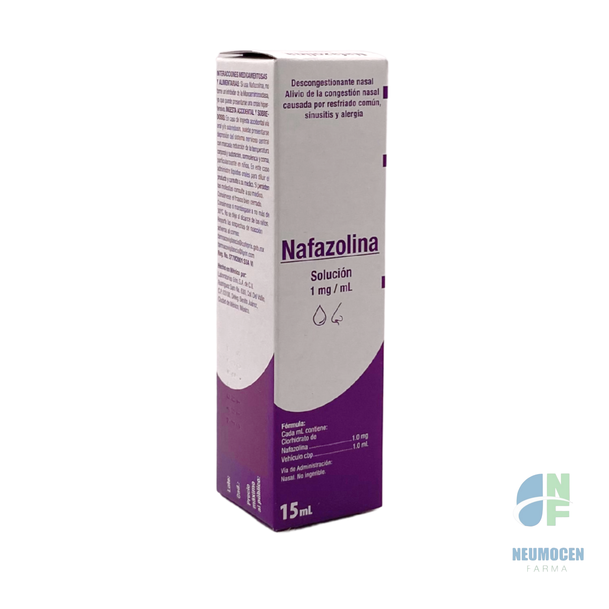 Caja con un frasco atomizador con 15 ml