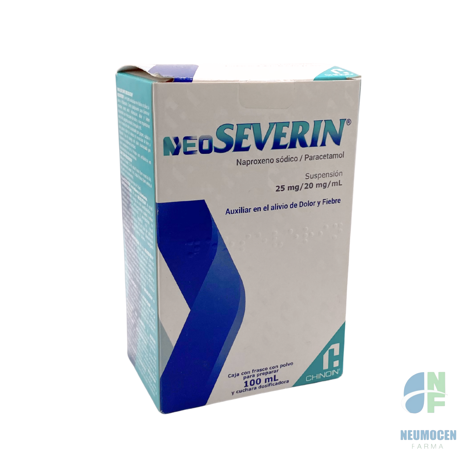 Caja con frasco con polvo para preparar 100 ml y cuchara dosificadora