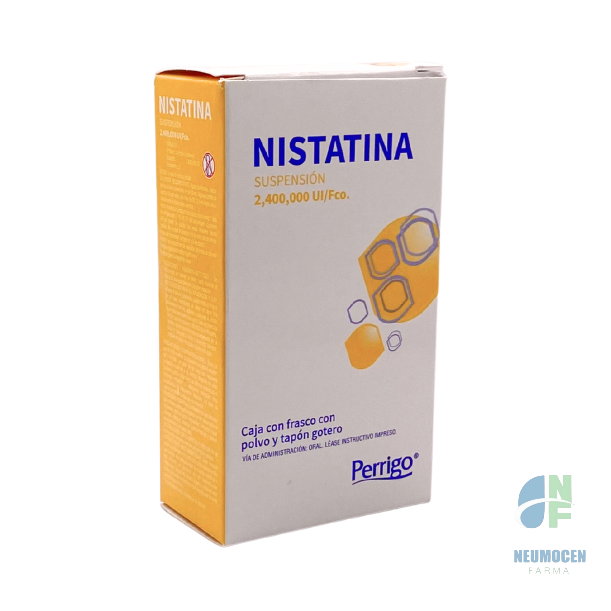 Caja con frasco con polvo y tapón gotero