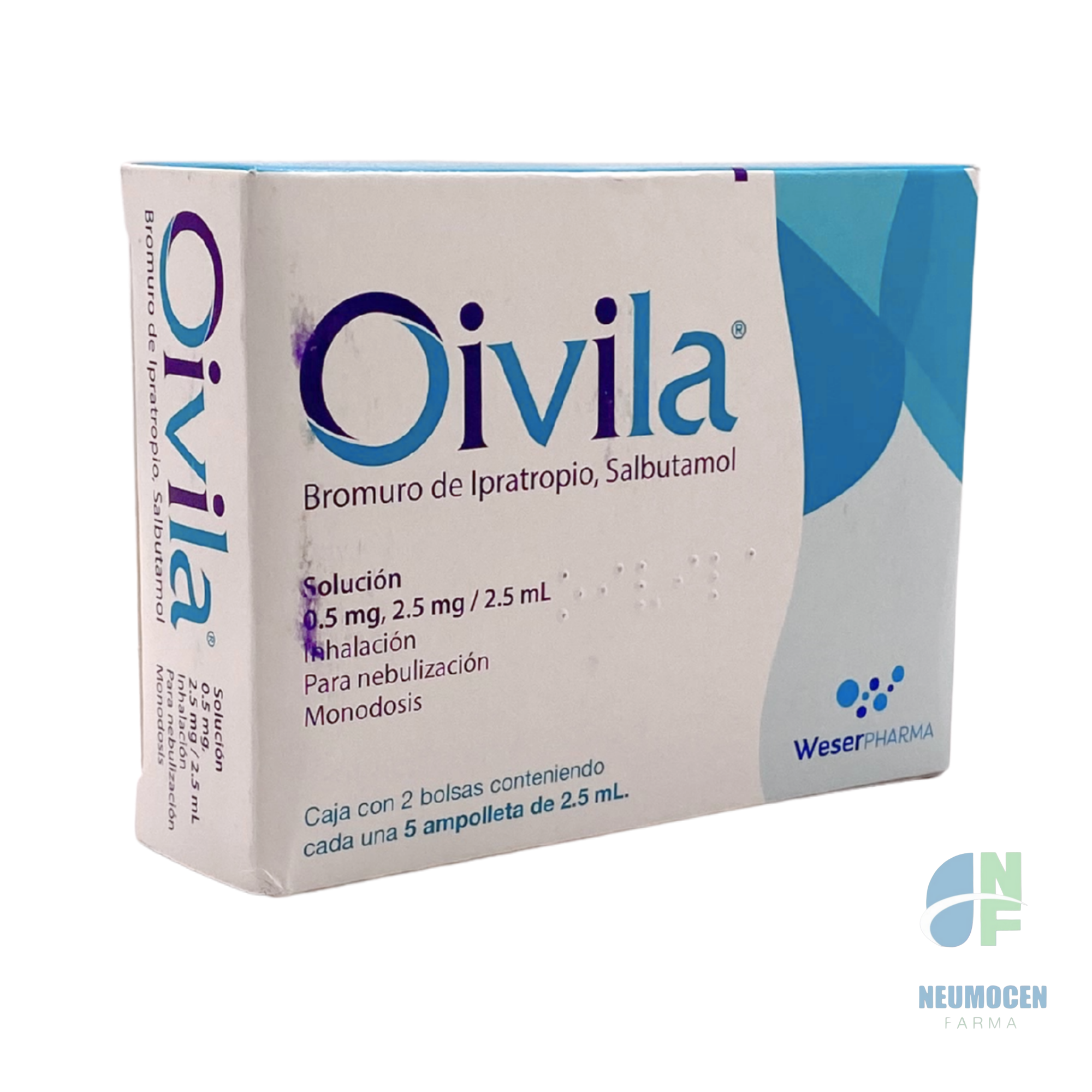 Caja con 2 bolsas conteniendo cada una 5 ampolletas de 2.5 ml