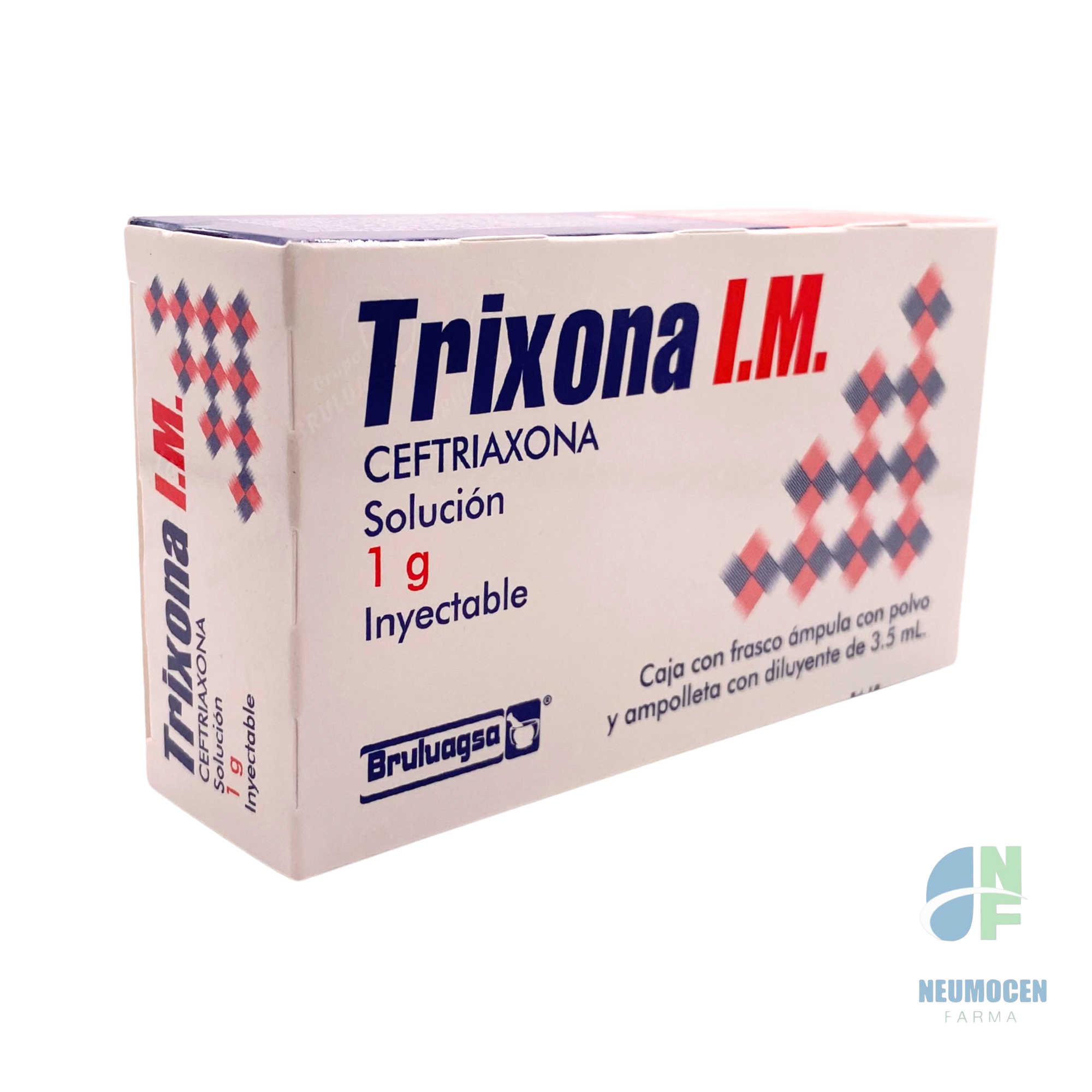 Caja con un frasco ámpula con polvo y ampolleta con diluyente de 3.5 ml