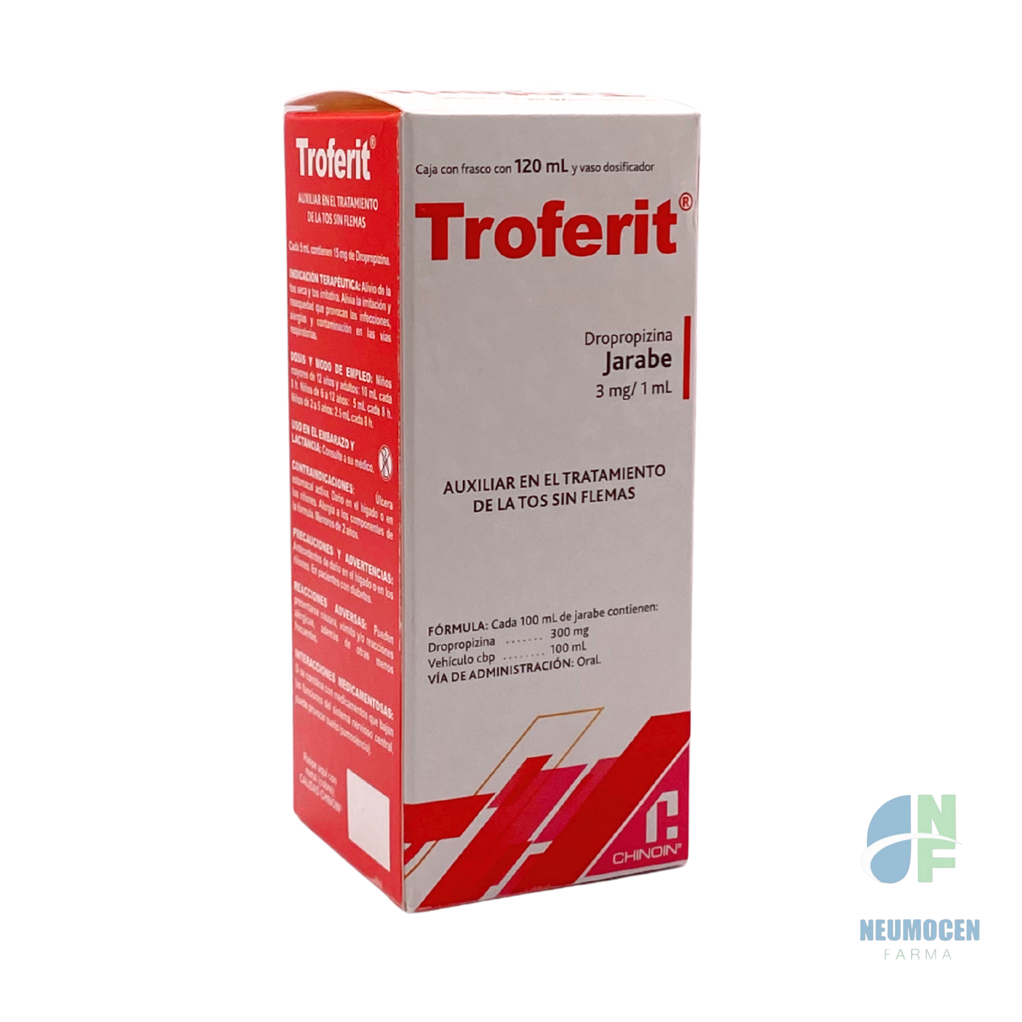 Caja con frasco con 120 ml y vaso dosificador