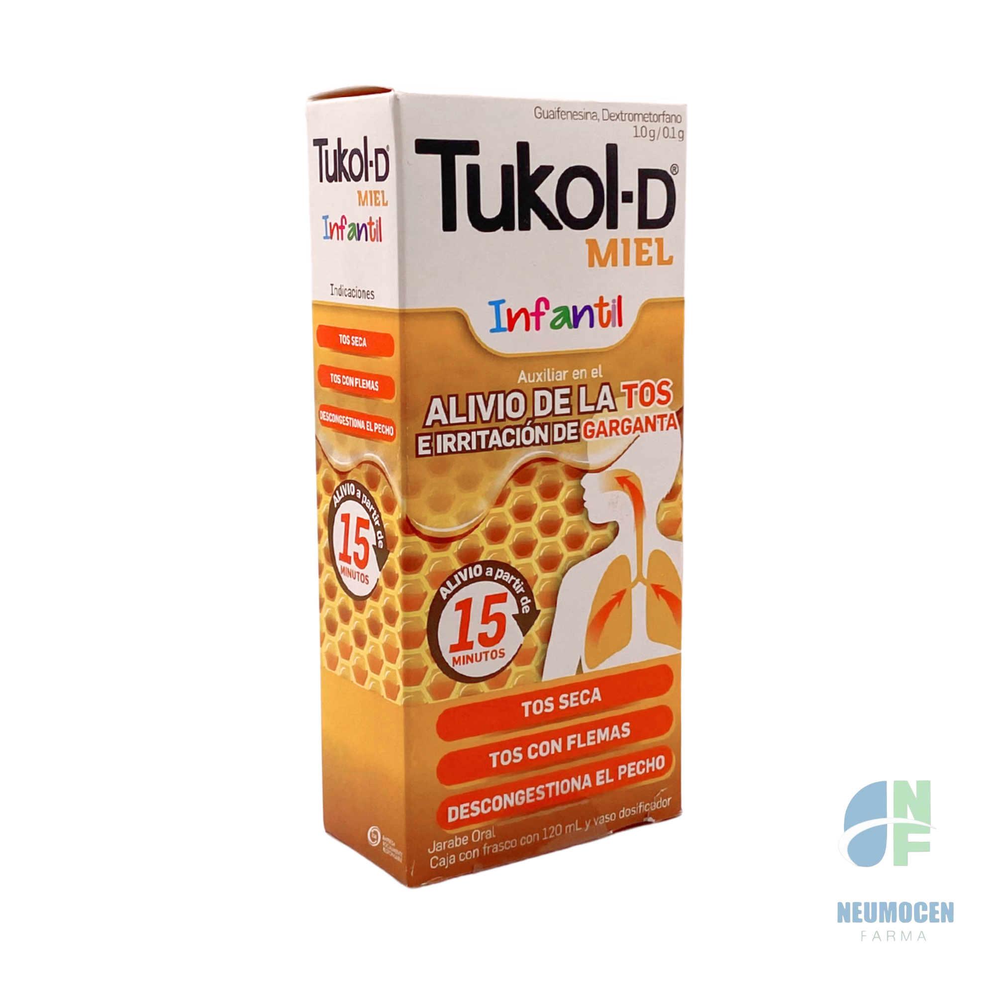 Caja con frasco con 120 ml y vaso dosificador