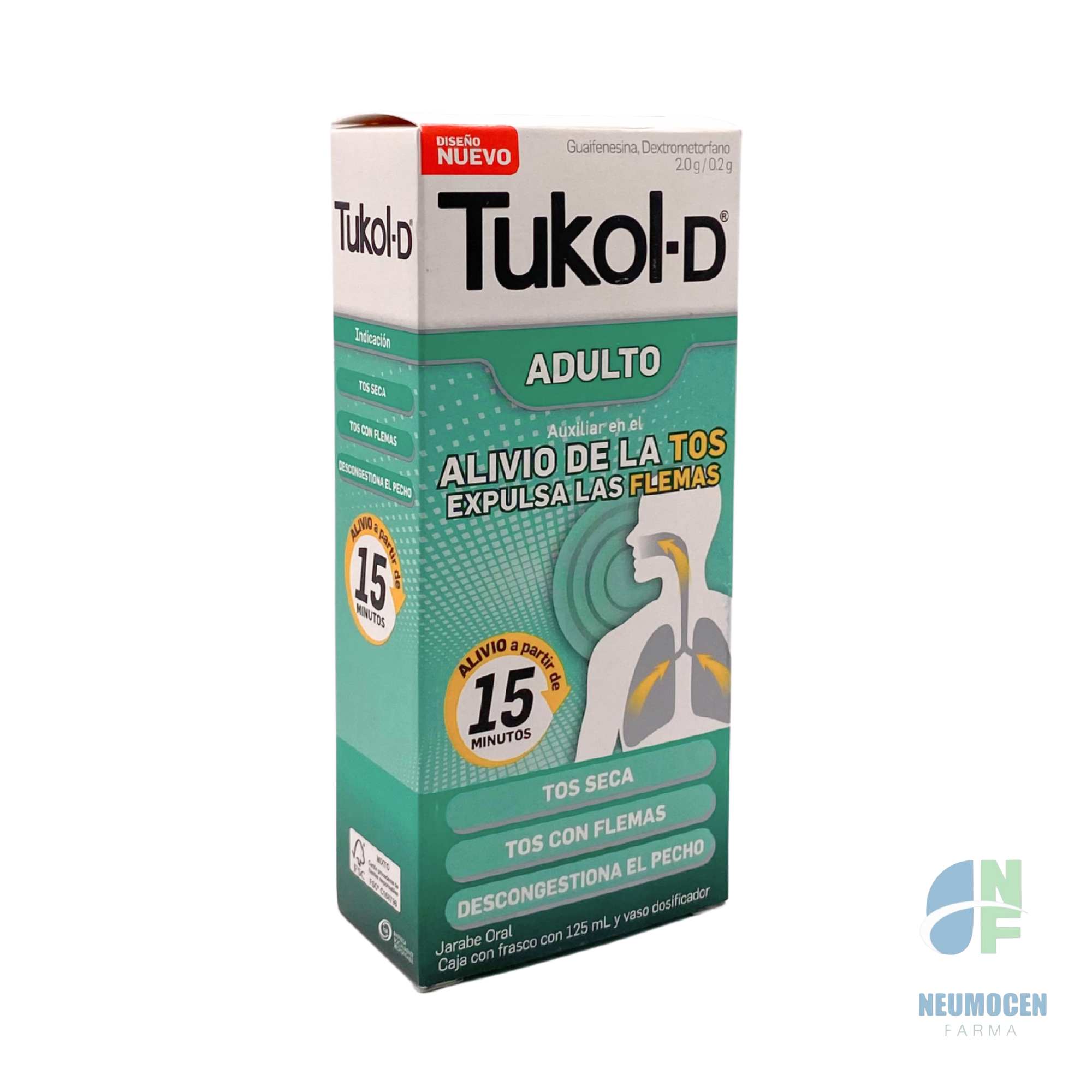 Caja con frasco con 125 ml y vaso dosificador