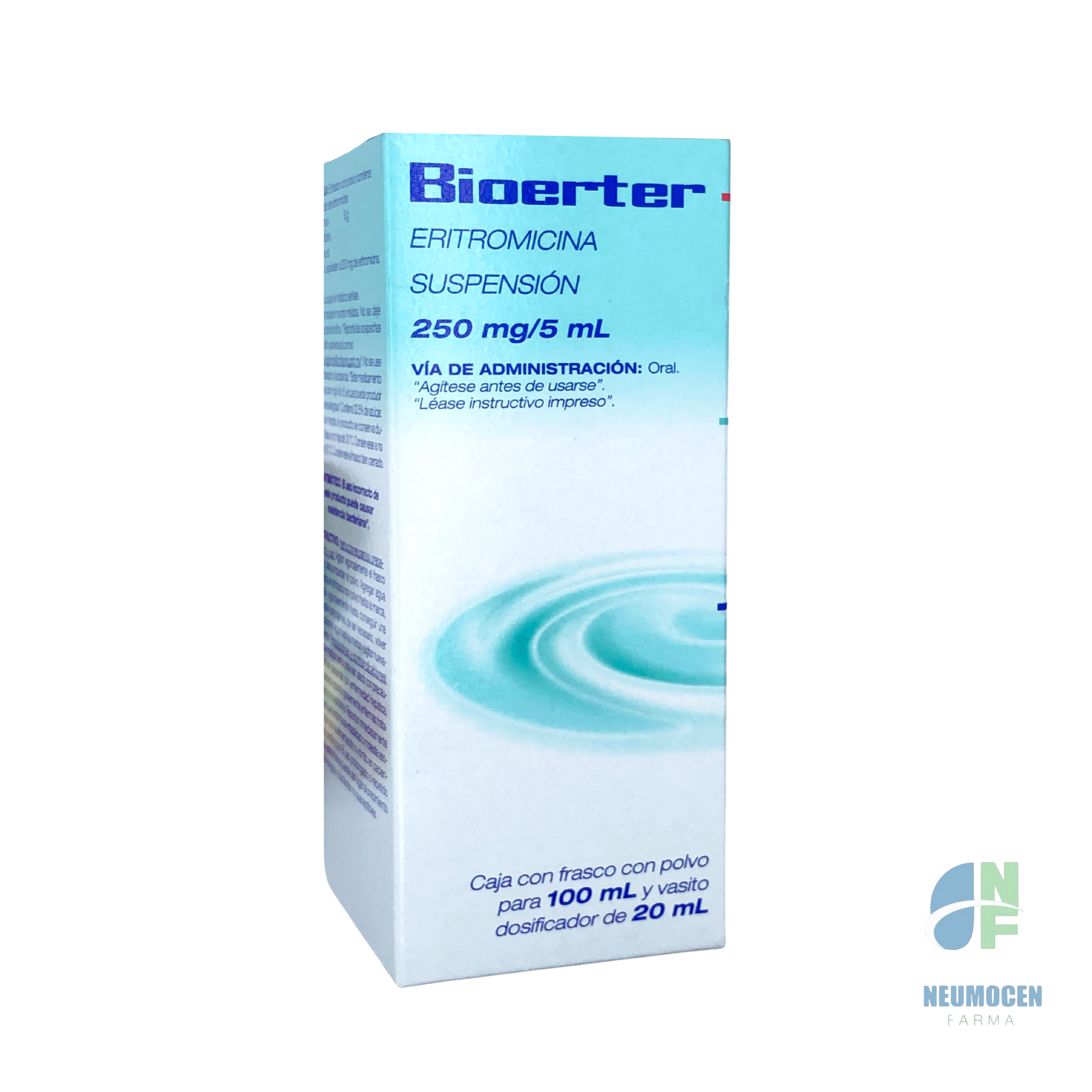 Caja con frasco con polvo para 100 ml y vasito dosificador de 20 ml