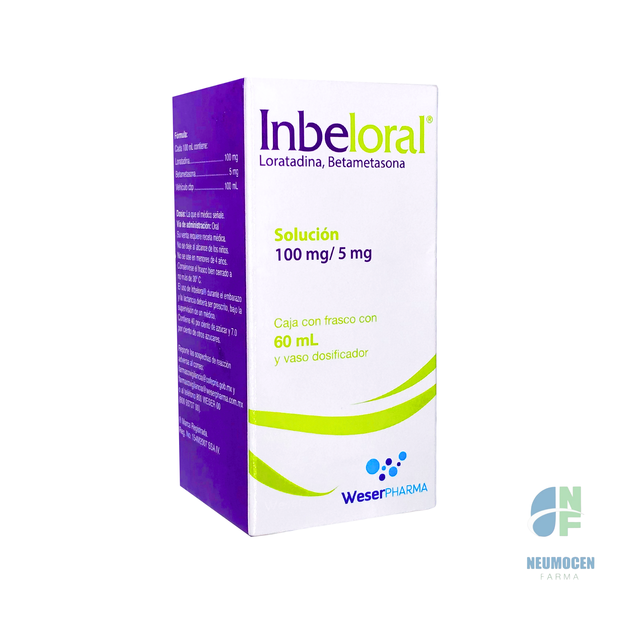 Caja con frasco con 60 ml y vaso dosificador