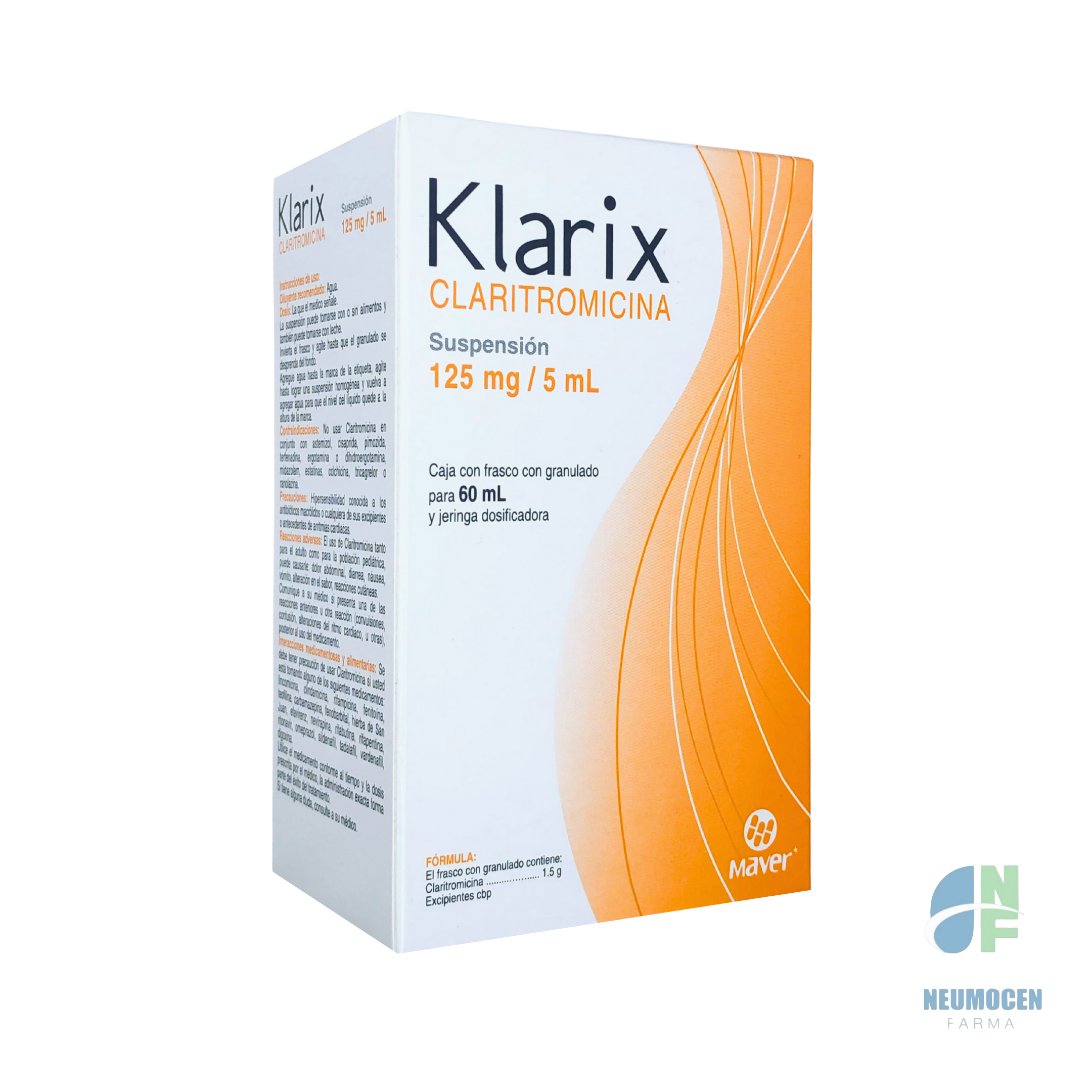 Caja con frasco granulado para 60 ml y jeringa dosificadora