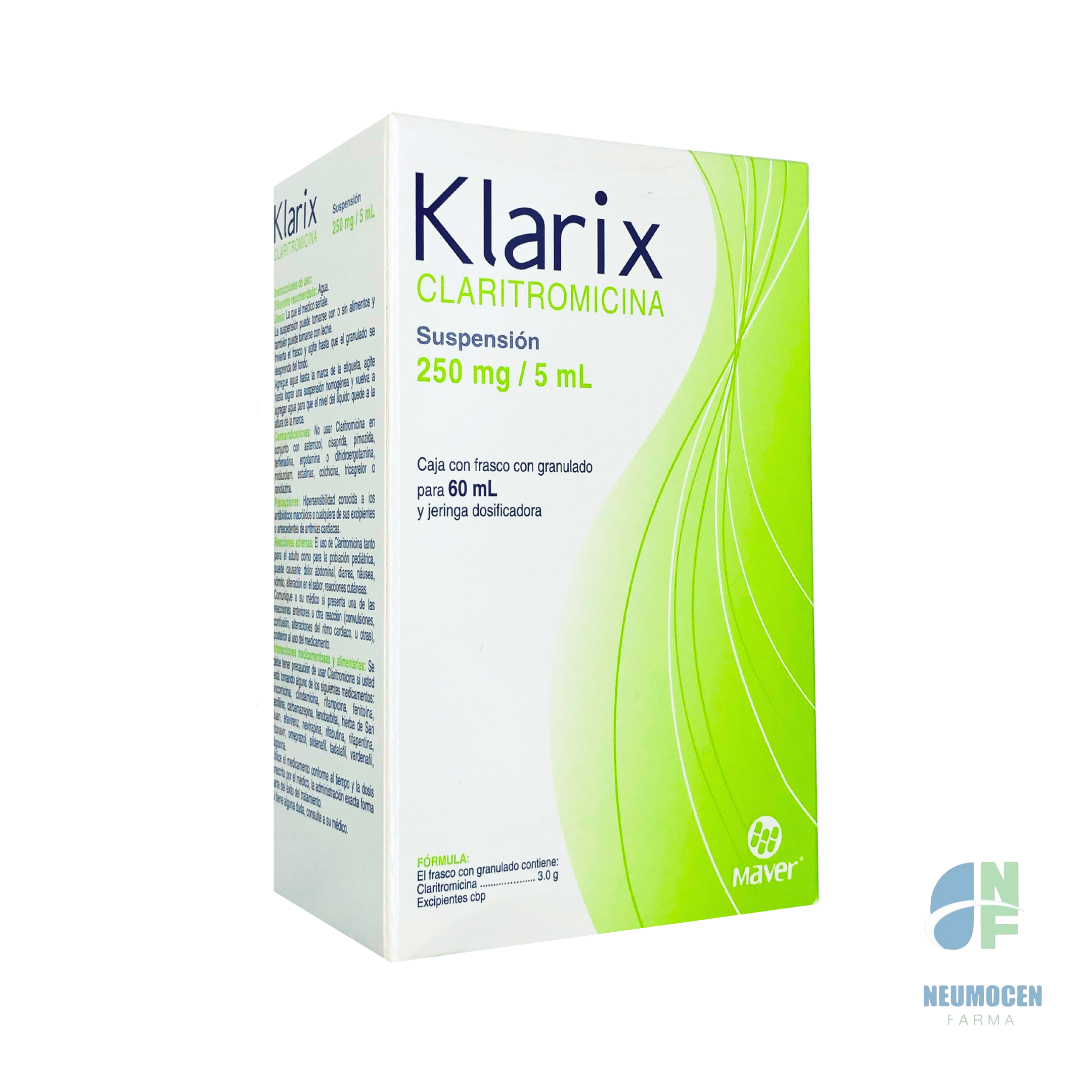 Caja con frasco granulado para 60 ml y jeringa dosificadora