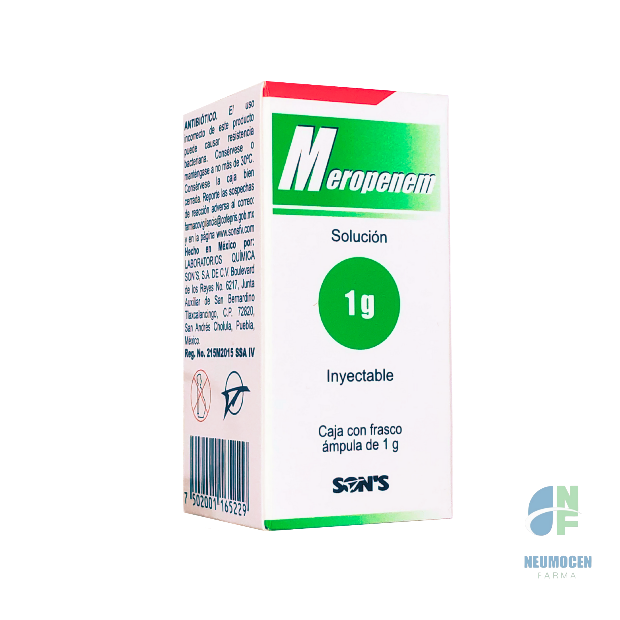 Caja con frasco ámpula de 1 g