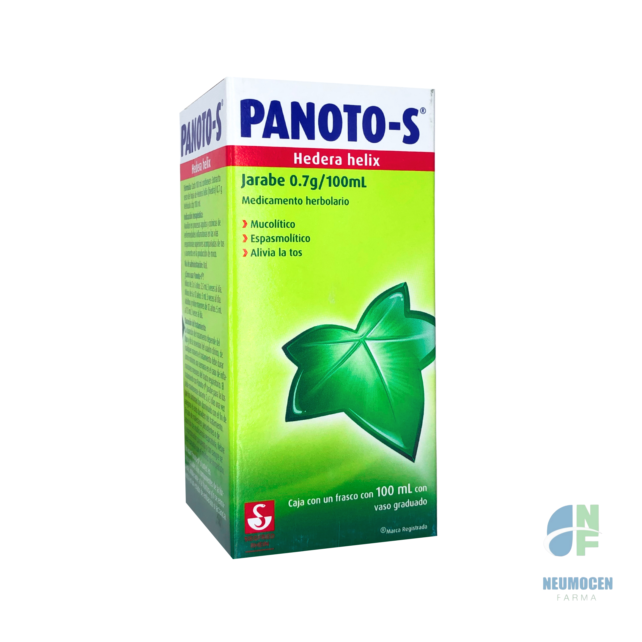 Caja con frasco con 100 ml y vaso graduado