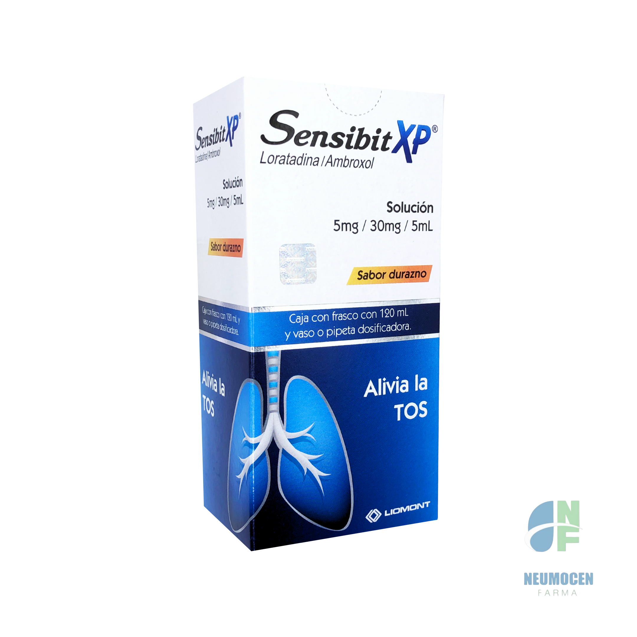 Caja con un frasco con 120 ml y vaso o pipeta dosificadora 