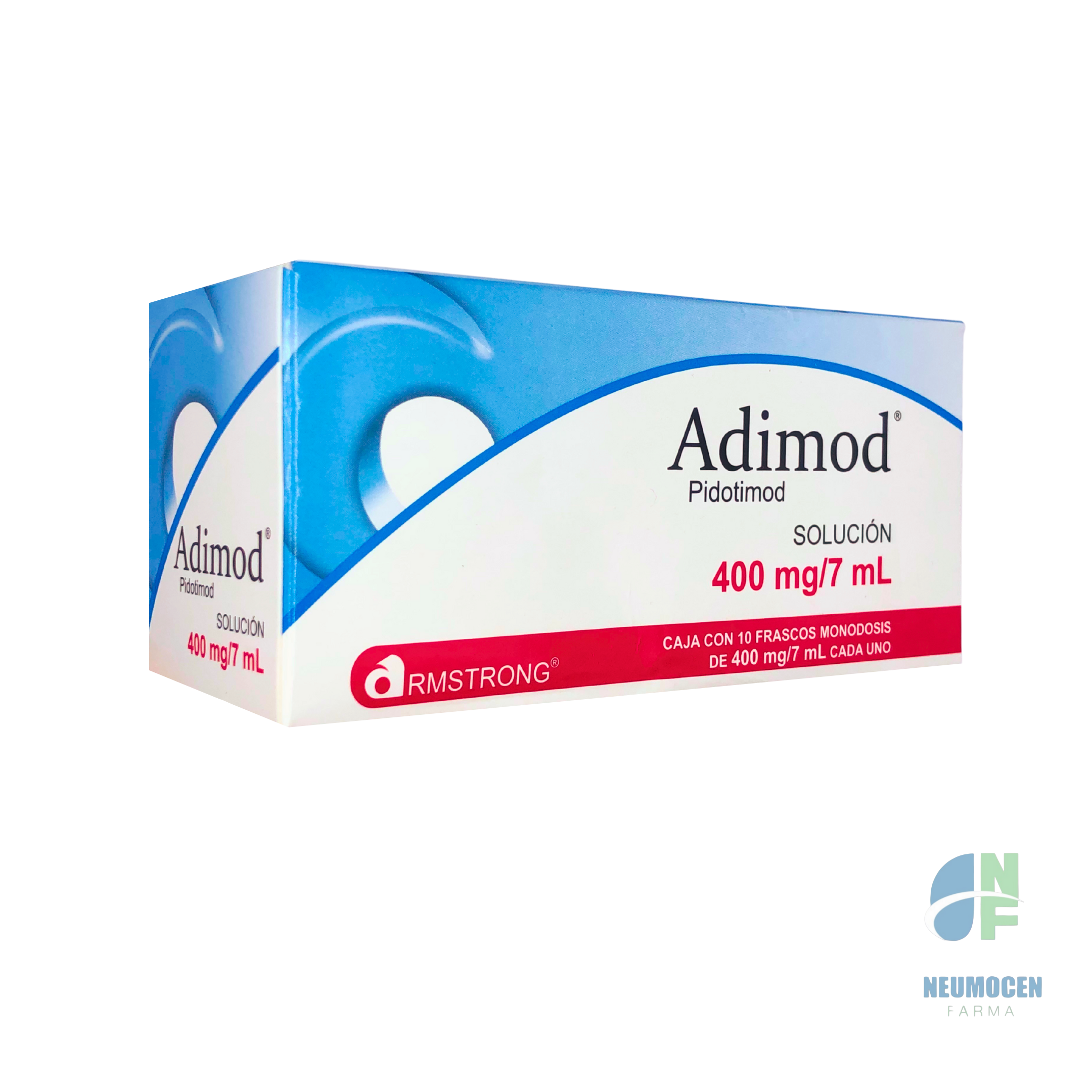 Caja con 10 frascos monodosis de 400 mg/7 ml cada uno