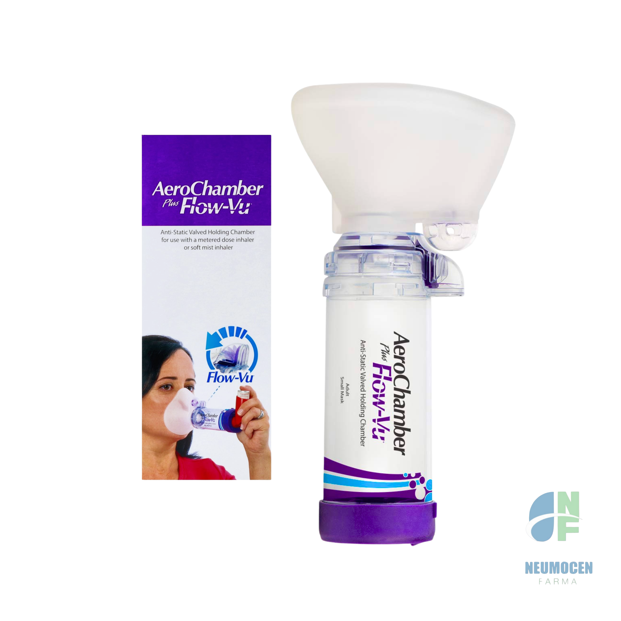 Aerochamber plus flow vu adulto mascarilla chica