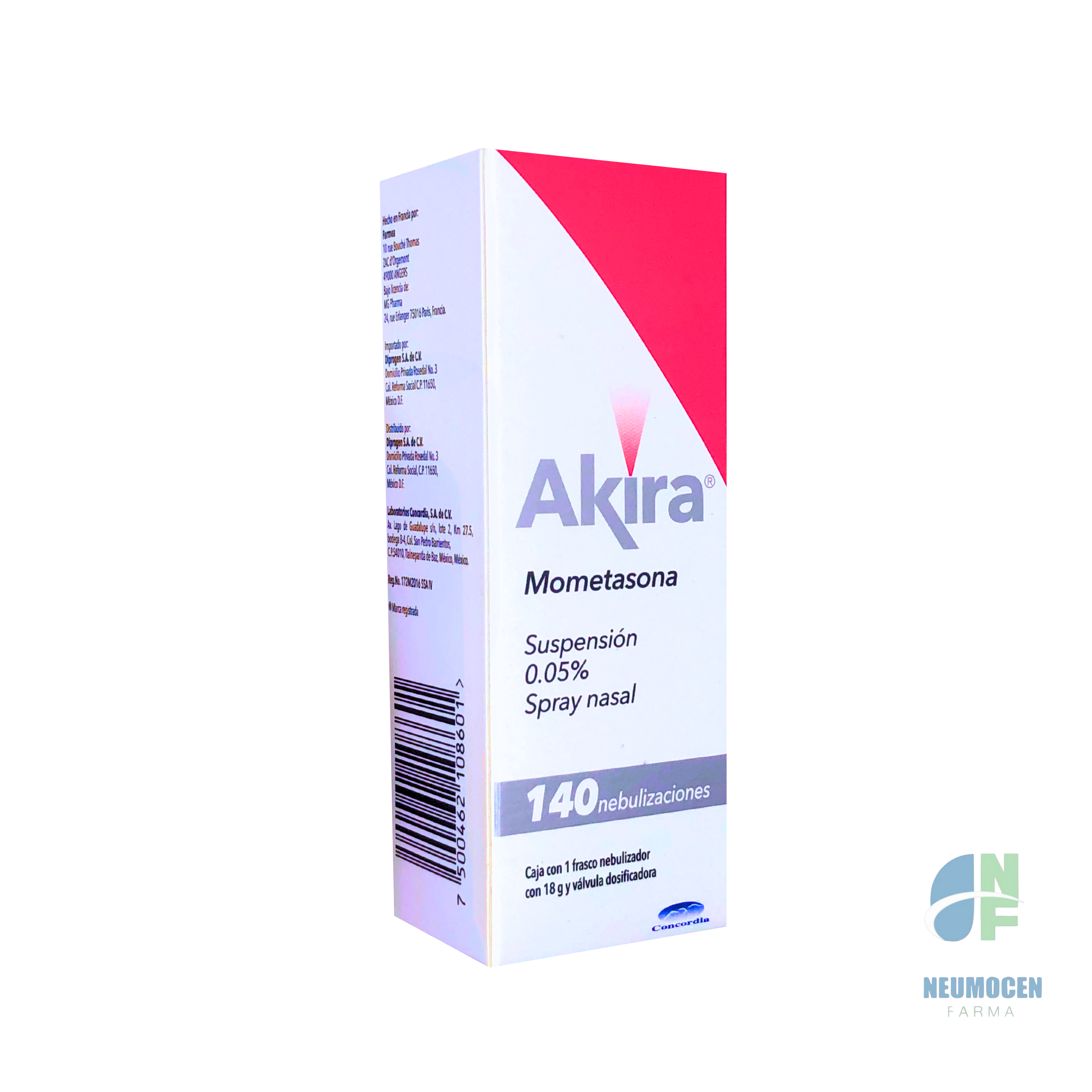 Caja con 1 frasco nebulizador con 18 g y válvula dosificadora
