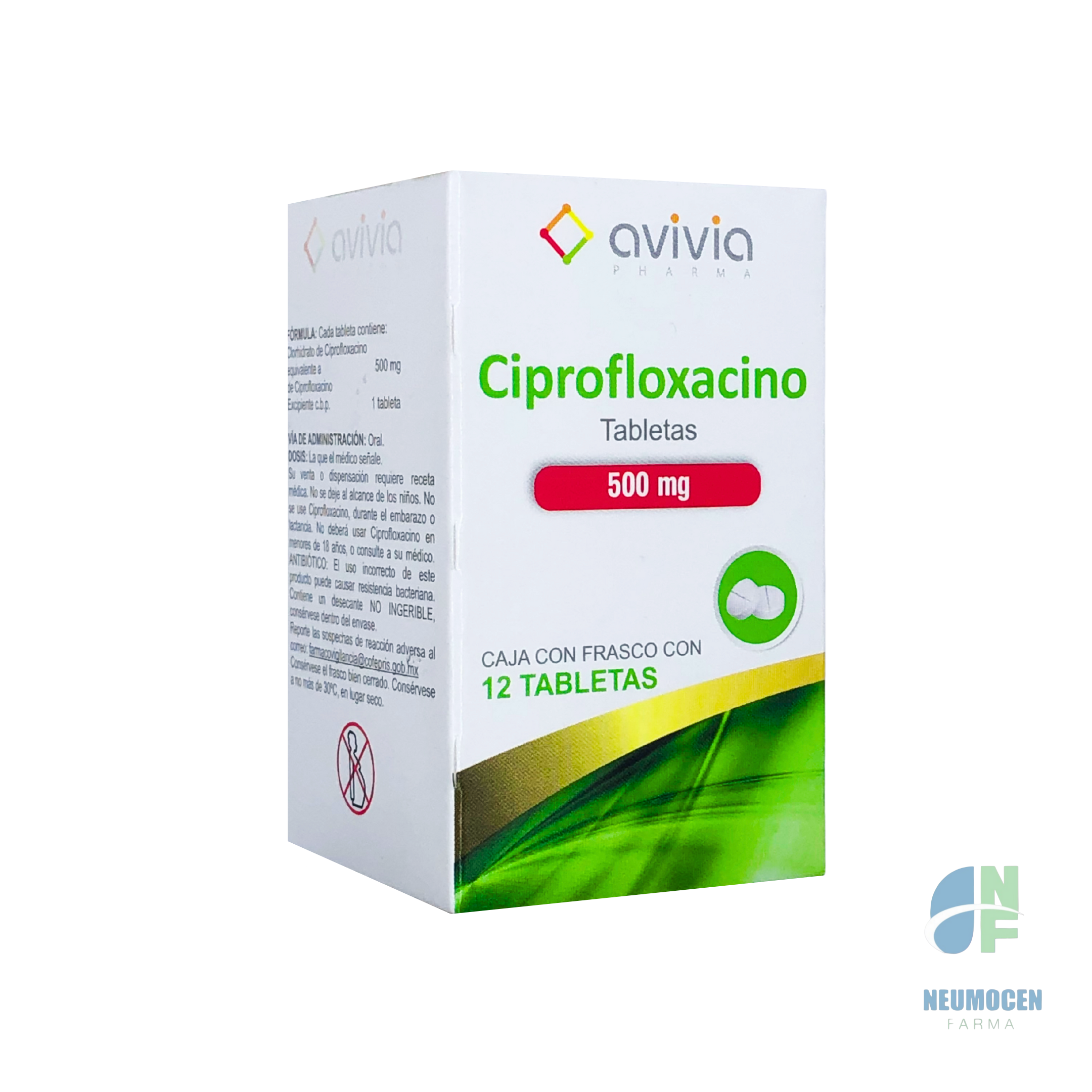 Caja con frasco con 12 tabletas
