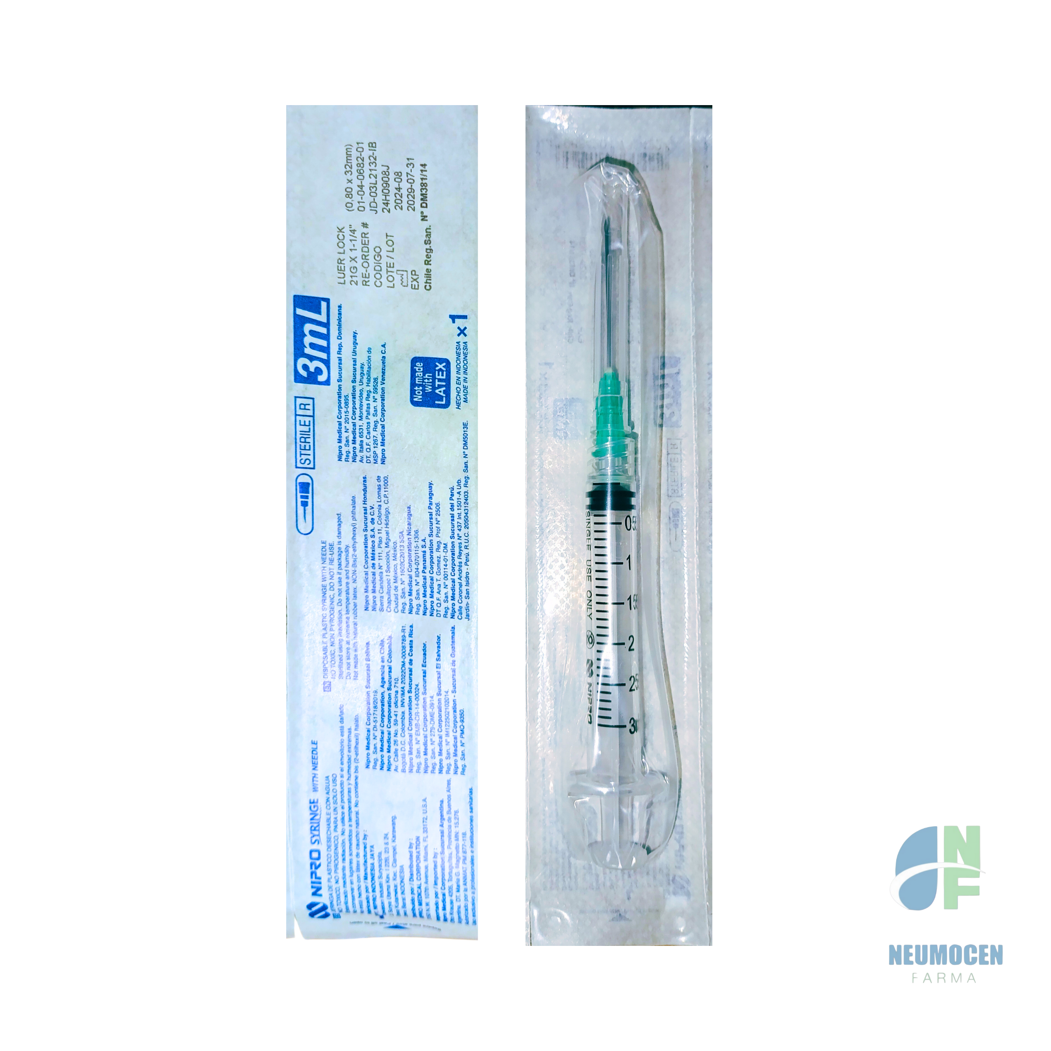 Jeringa nipro 3ml 21g x 32mm