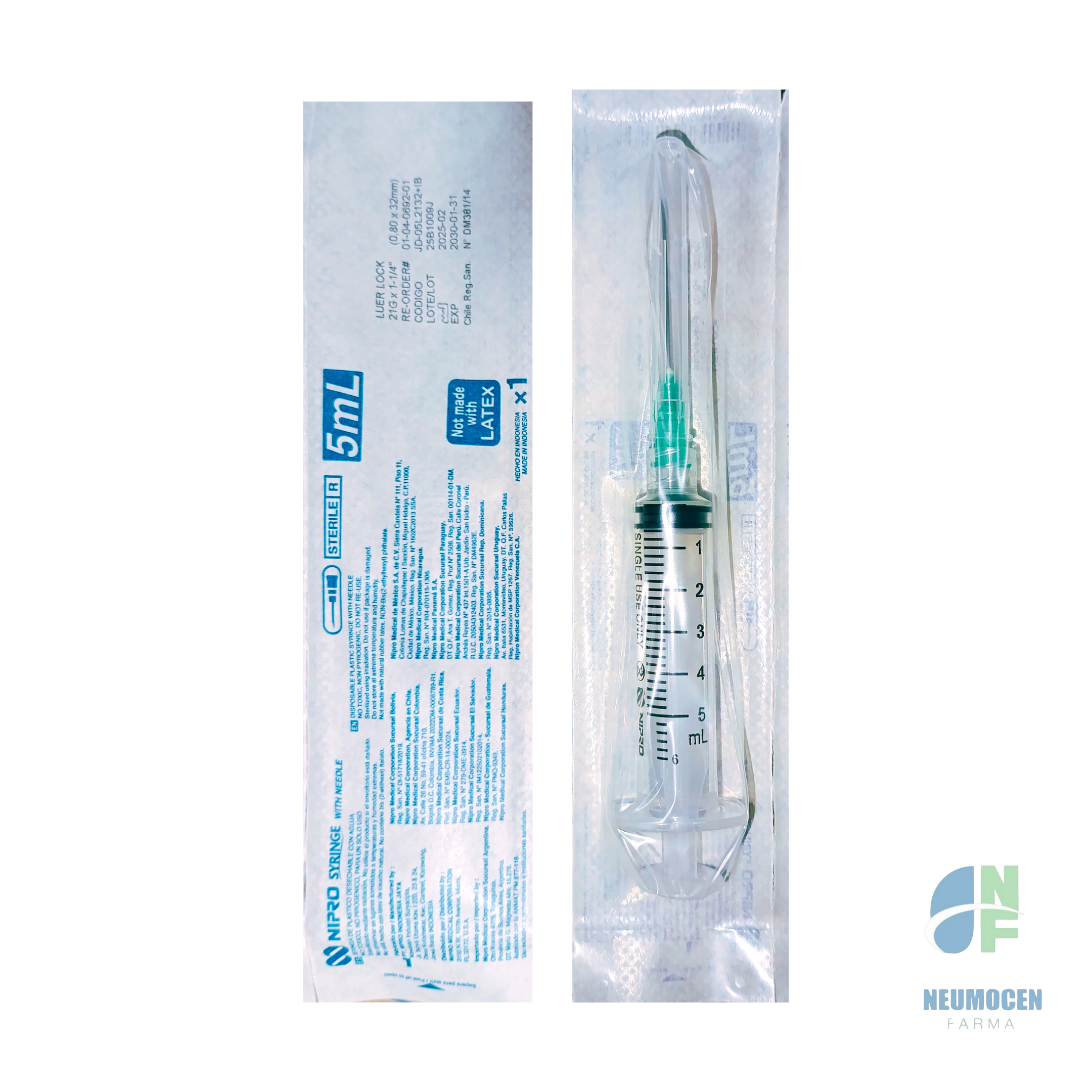 Jeringa nipro 5ml 21g x 32mm