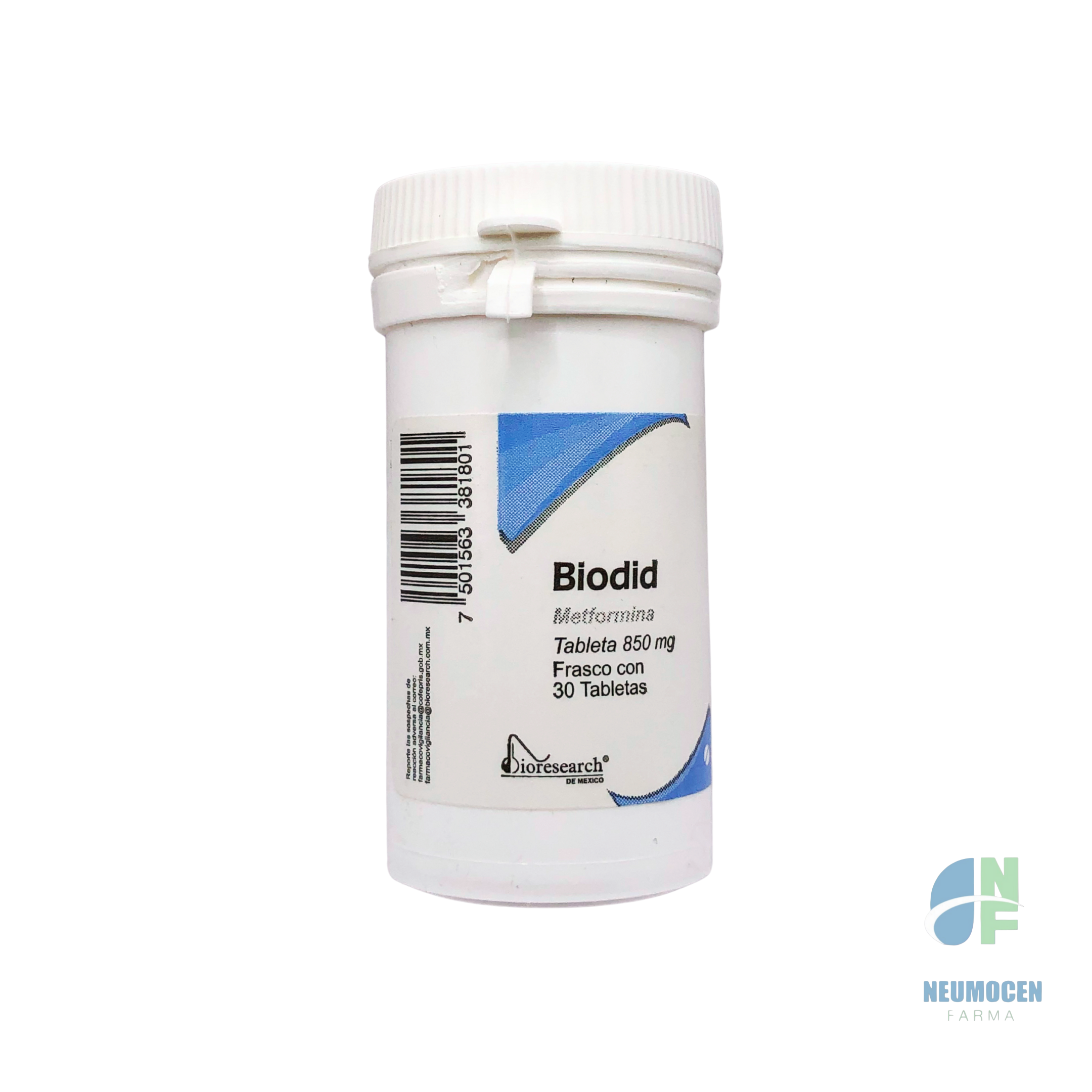 Presentación en frasco con 30 tabletas