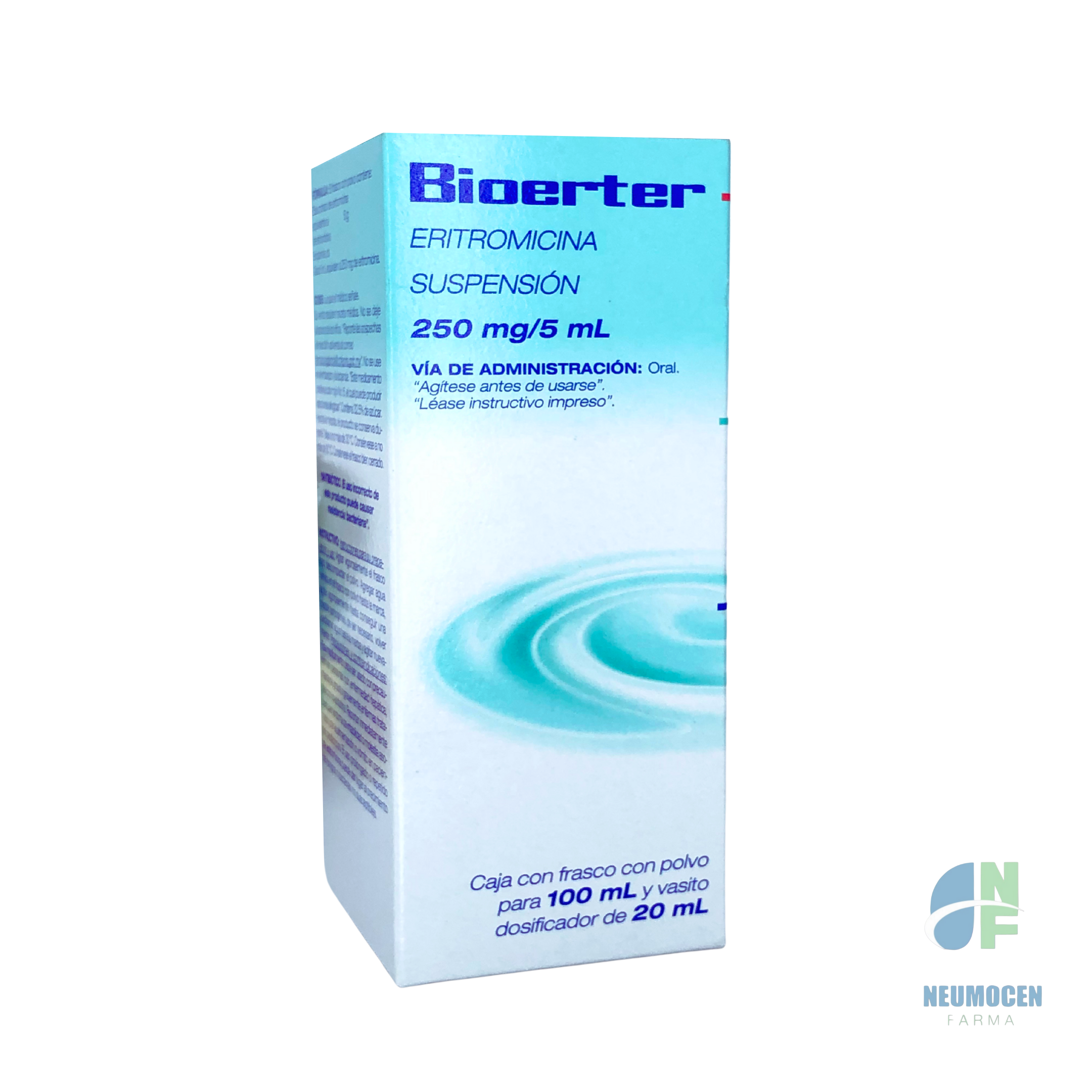 Caja con frasco con polvo para 100 ml y vasito dosificador de 20 ml