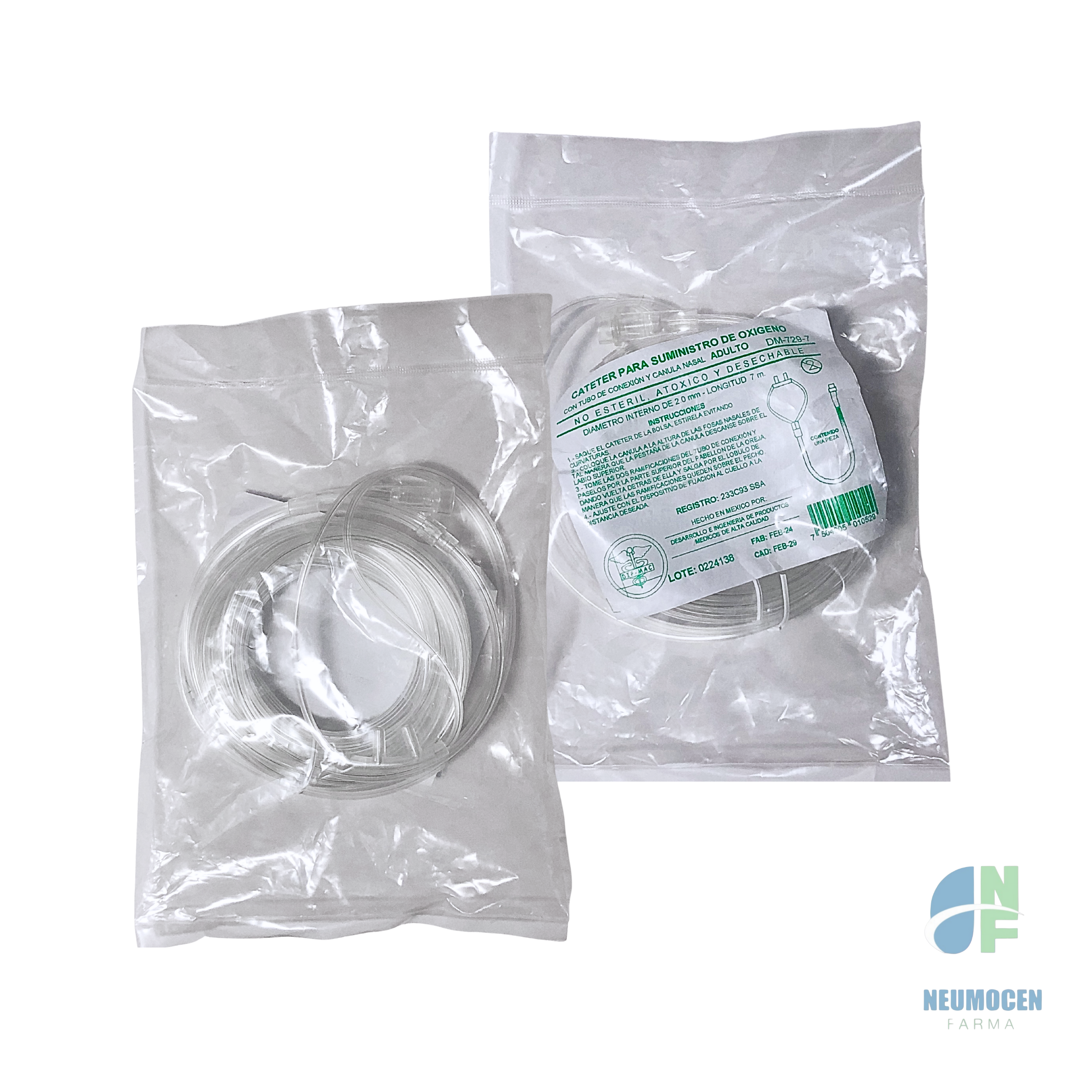 Cánula nasal para oxígeno adulto 7 metros empaque