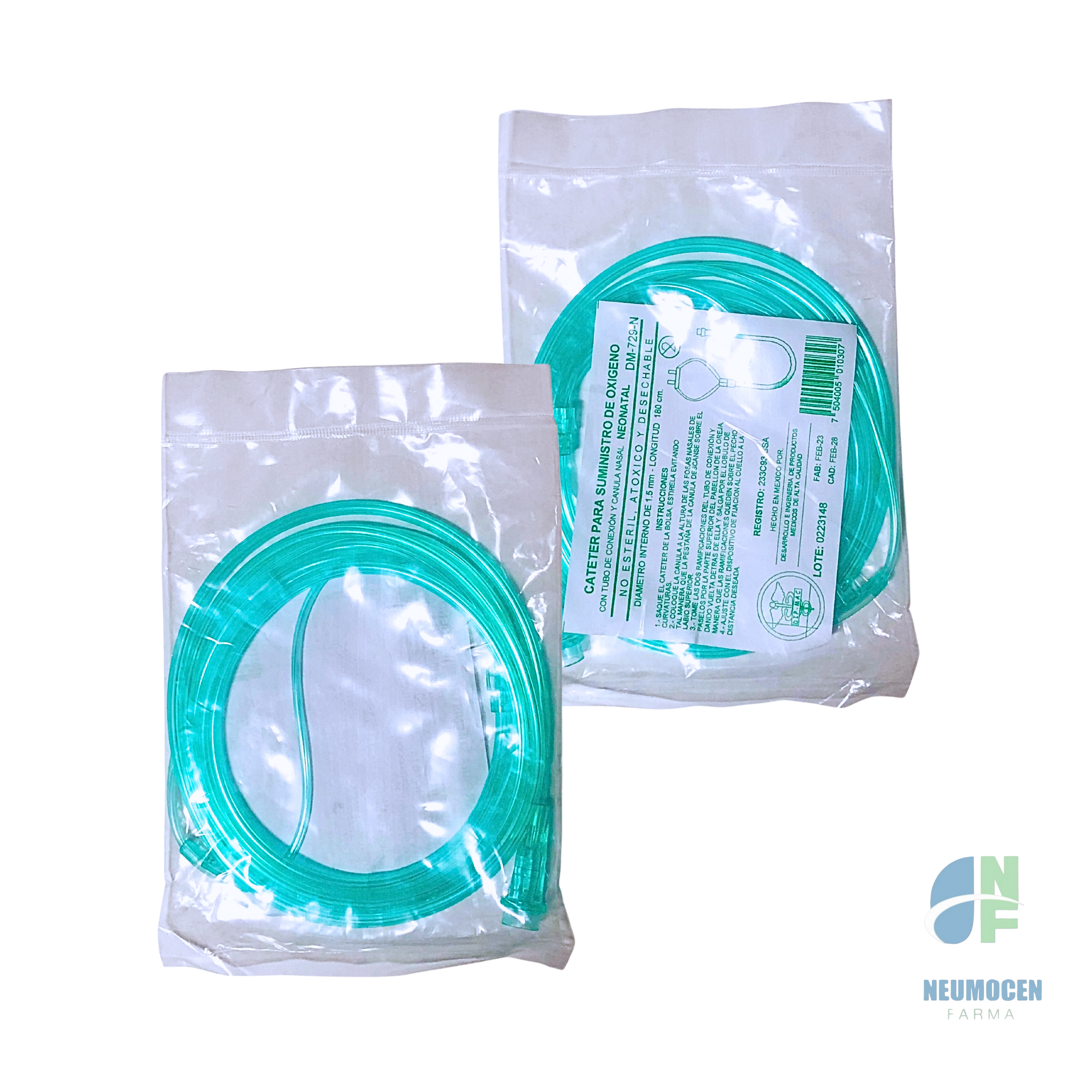 Cánula nasal para oxígeno neonatal 180 cm empaque