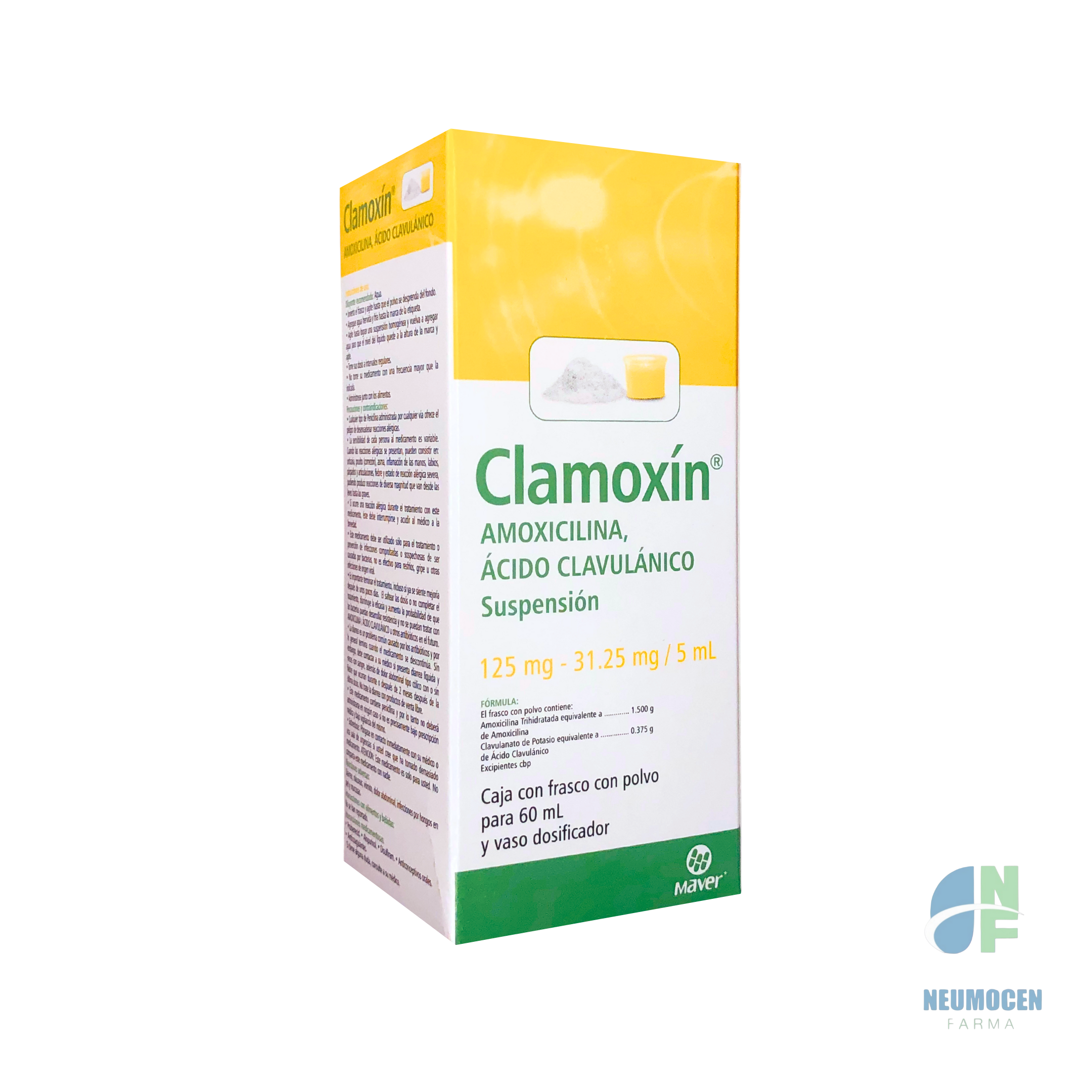 Caja con frasco con polvo para 60 ml y vaso dosificador