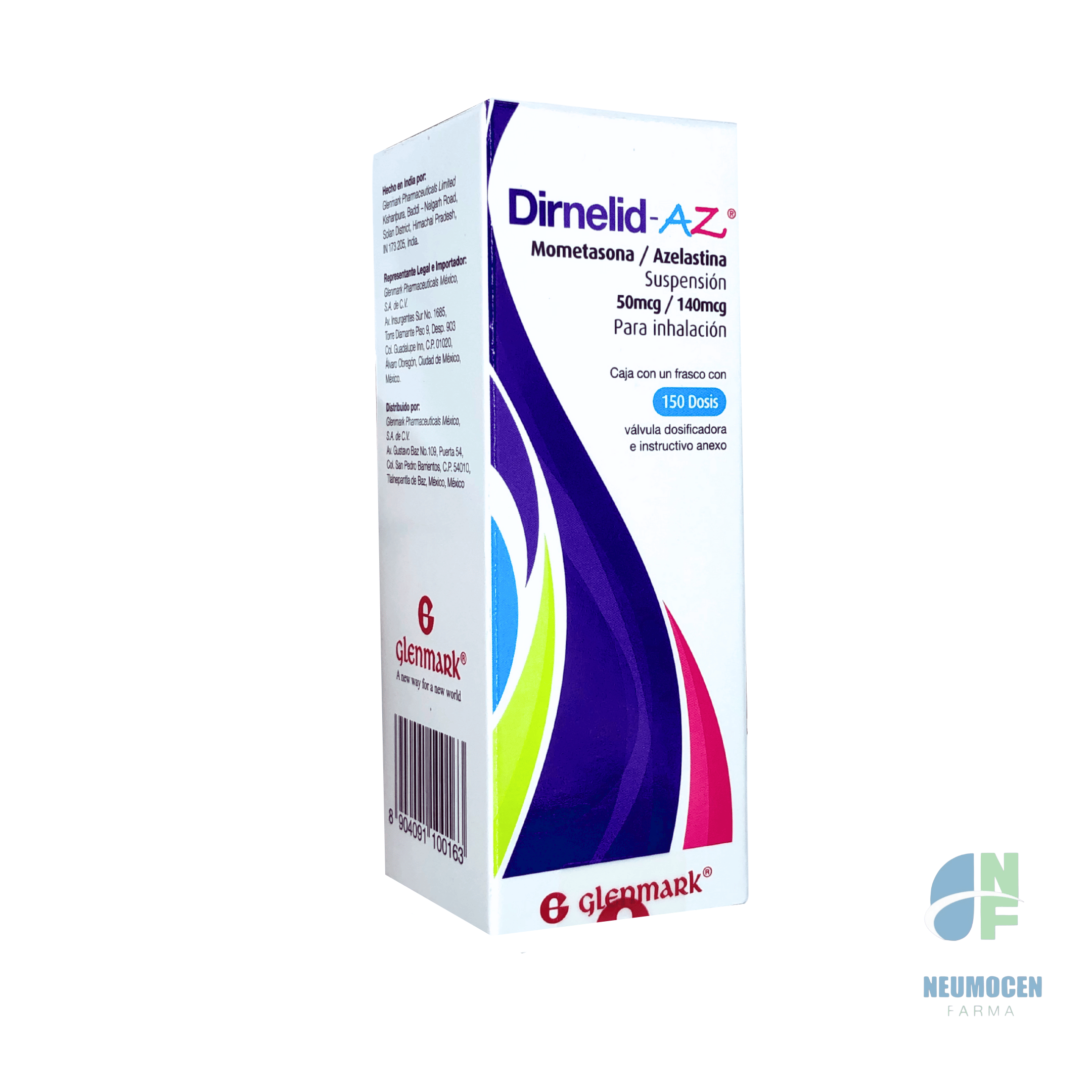 Caja con un frasco con 150 dosis, válvula dosificadora e instructivo anexo