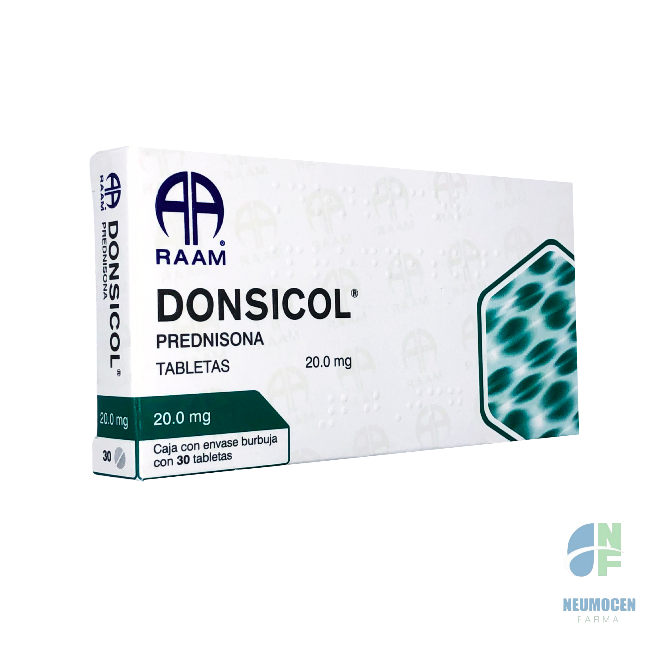 Caja con envase burbuja con 30 tabletas