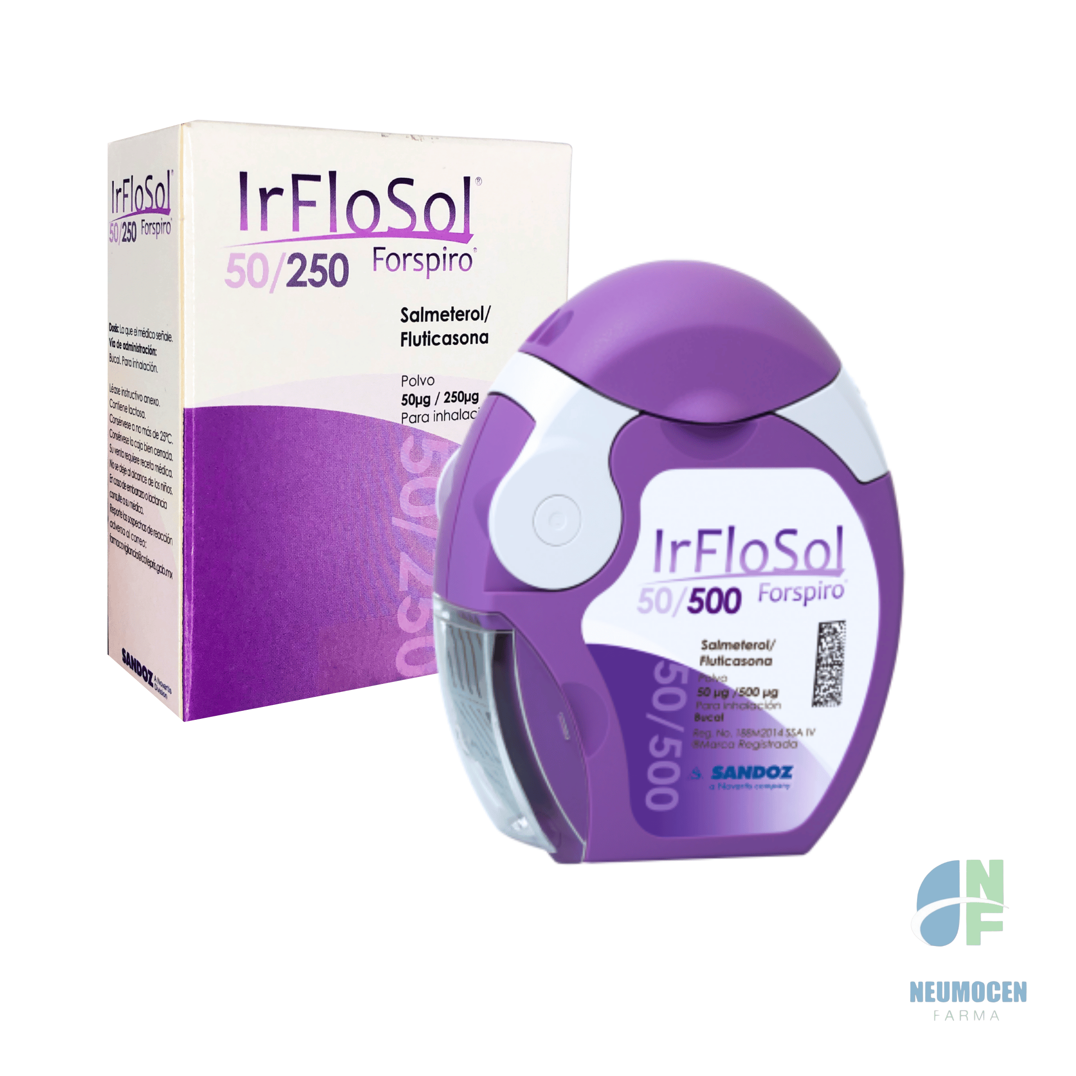 Caja con un dispositivo inhalador con 60 dosis