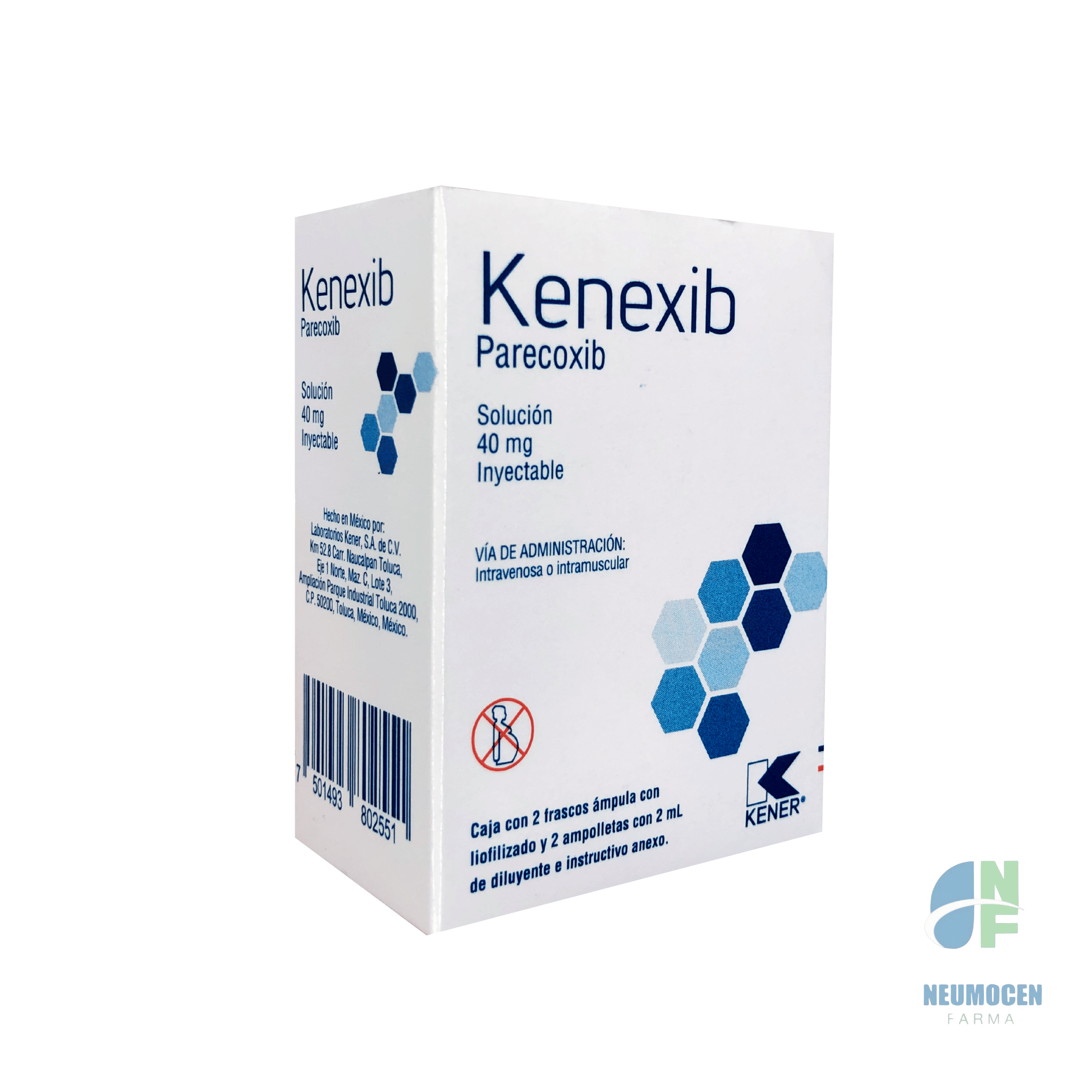 Caja con 2 frascos ámpula con liofilizado y 2 ampolletas con 2 ml de diluyente e instructivo anexo