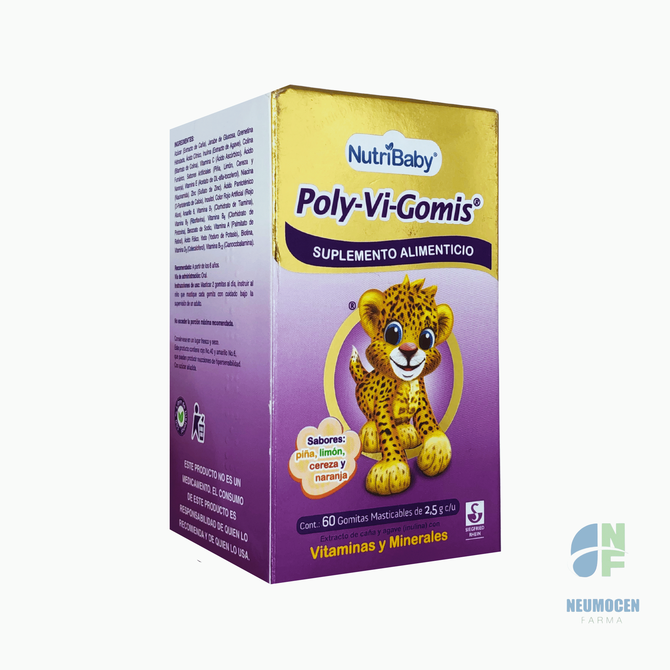 Contenido 60 gomitas masticables de 2.5 g c/u