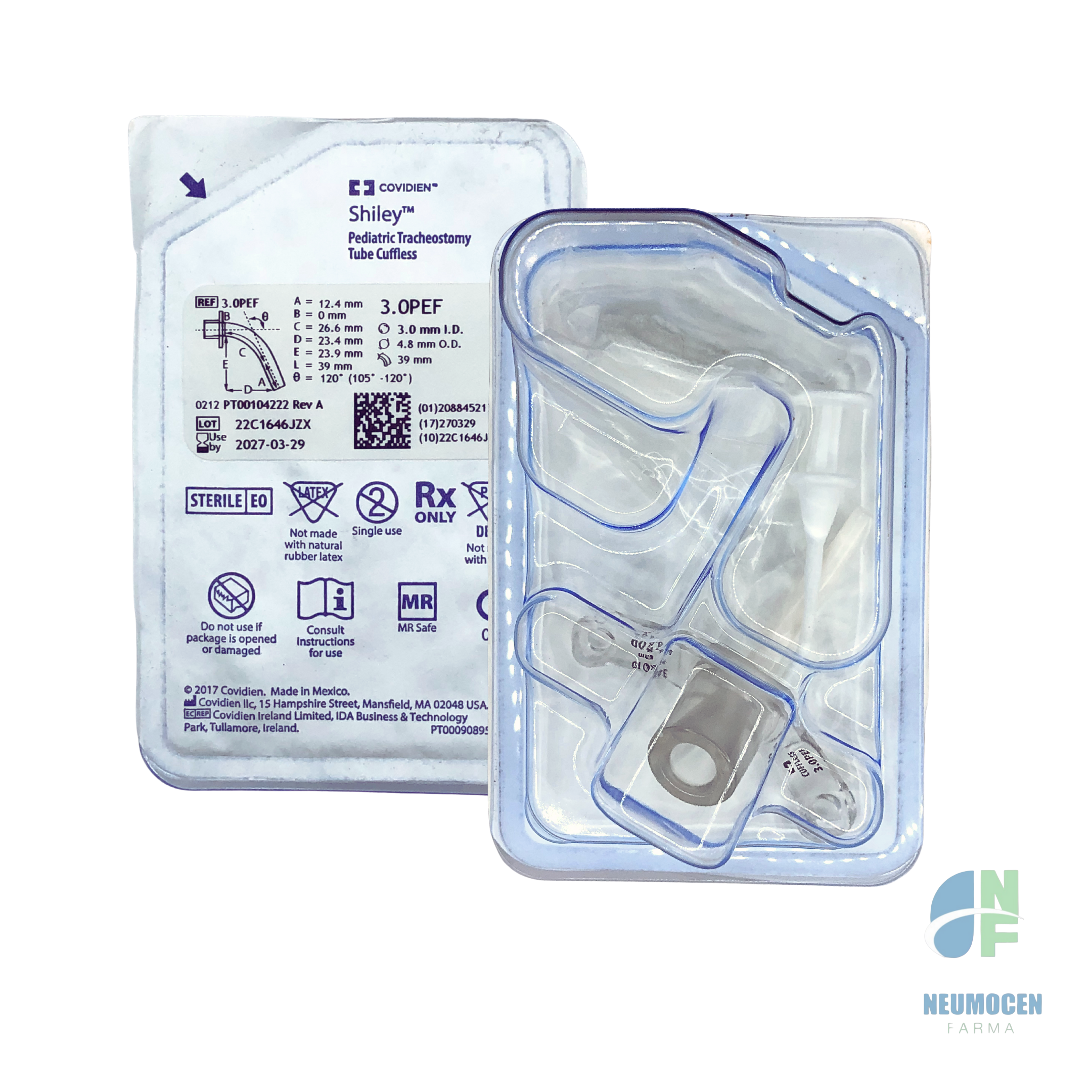 Cánula traqueal tipo shiley pediátrica 3.0 caja