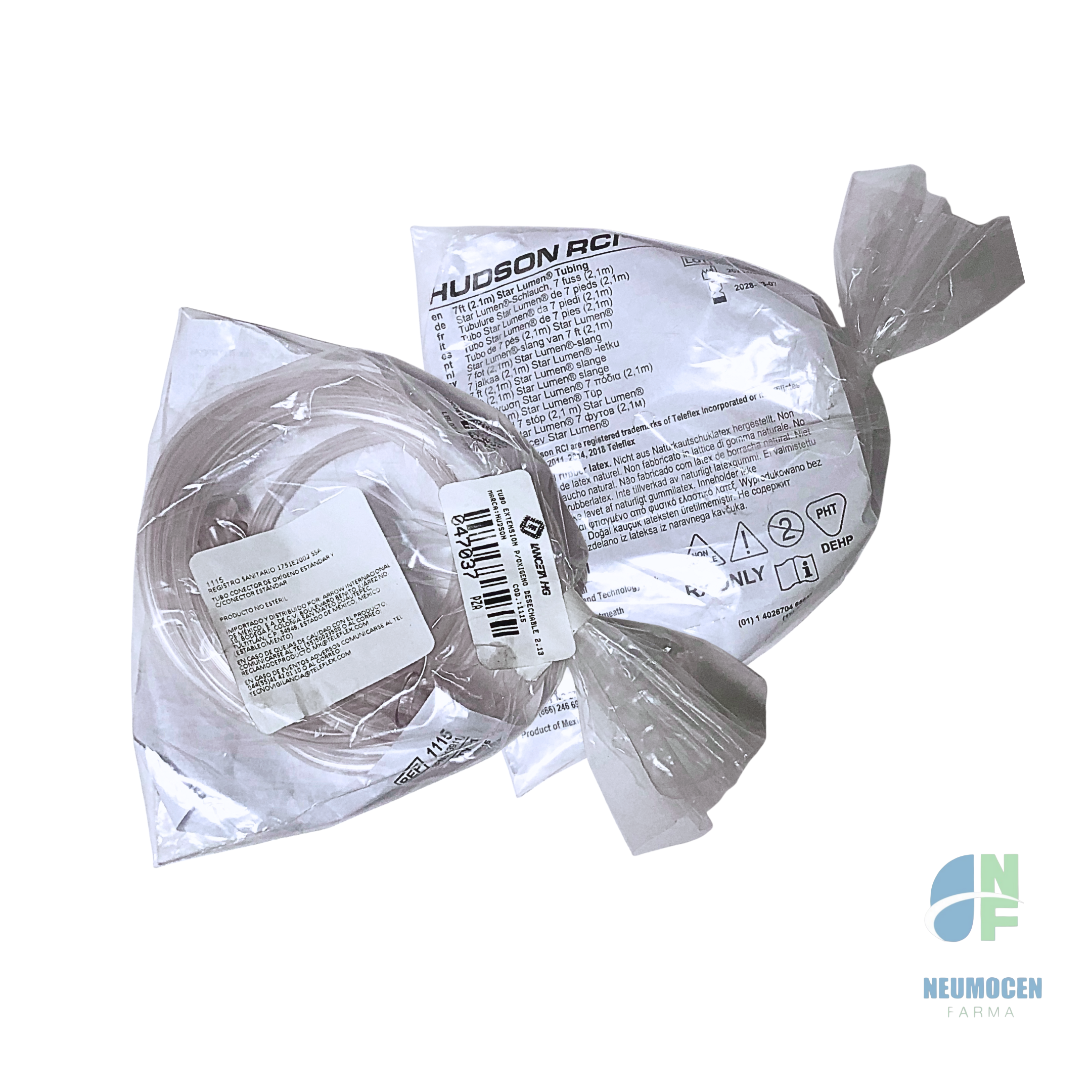 Tubo de extensión para oxígeno desechable 2.13 m. empaque