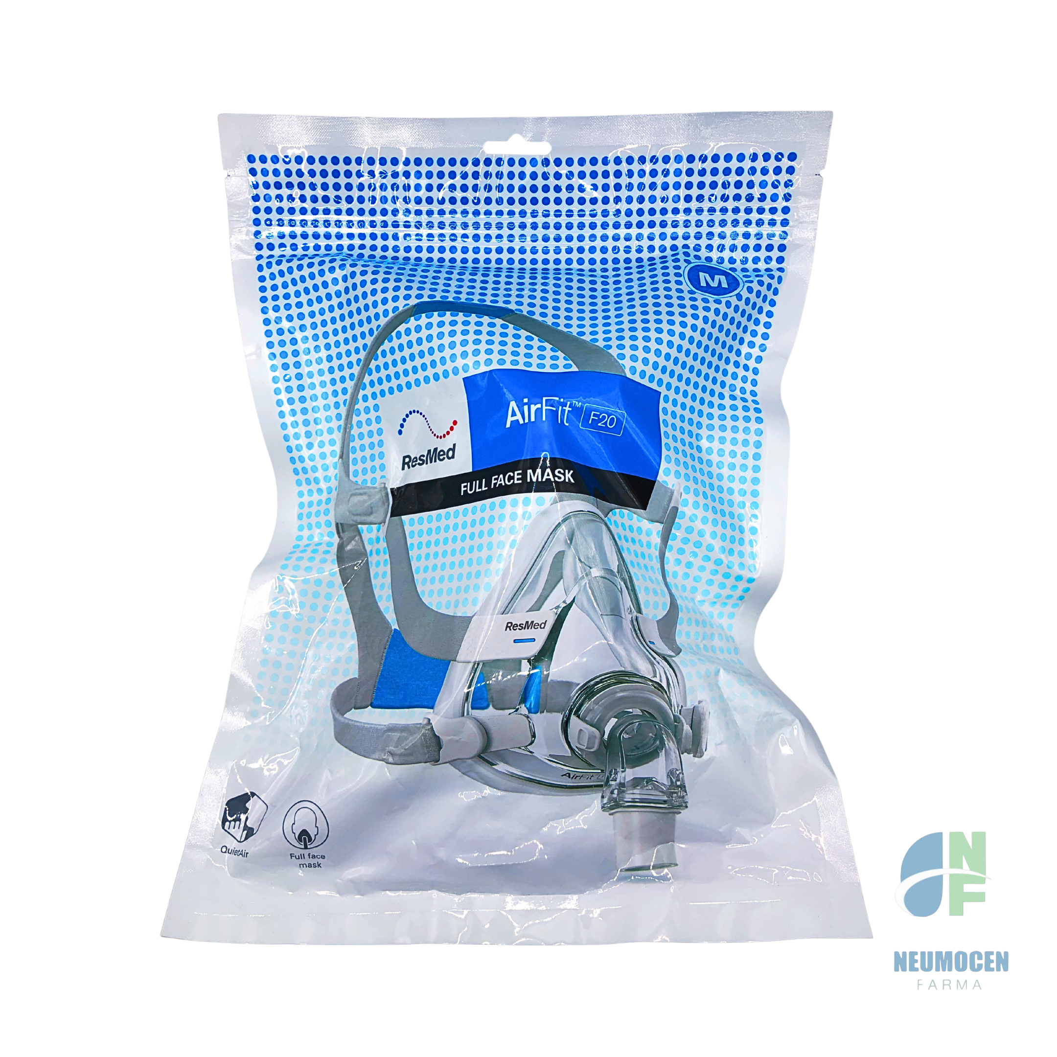 Mascarilla oronasal airfit F20 sin soporte frontal M empaque