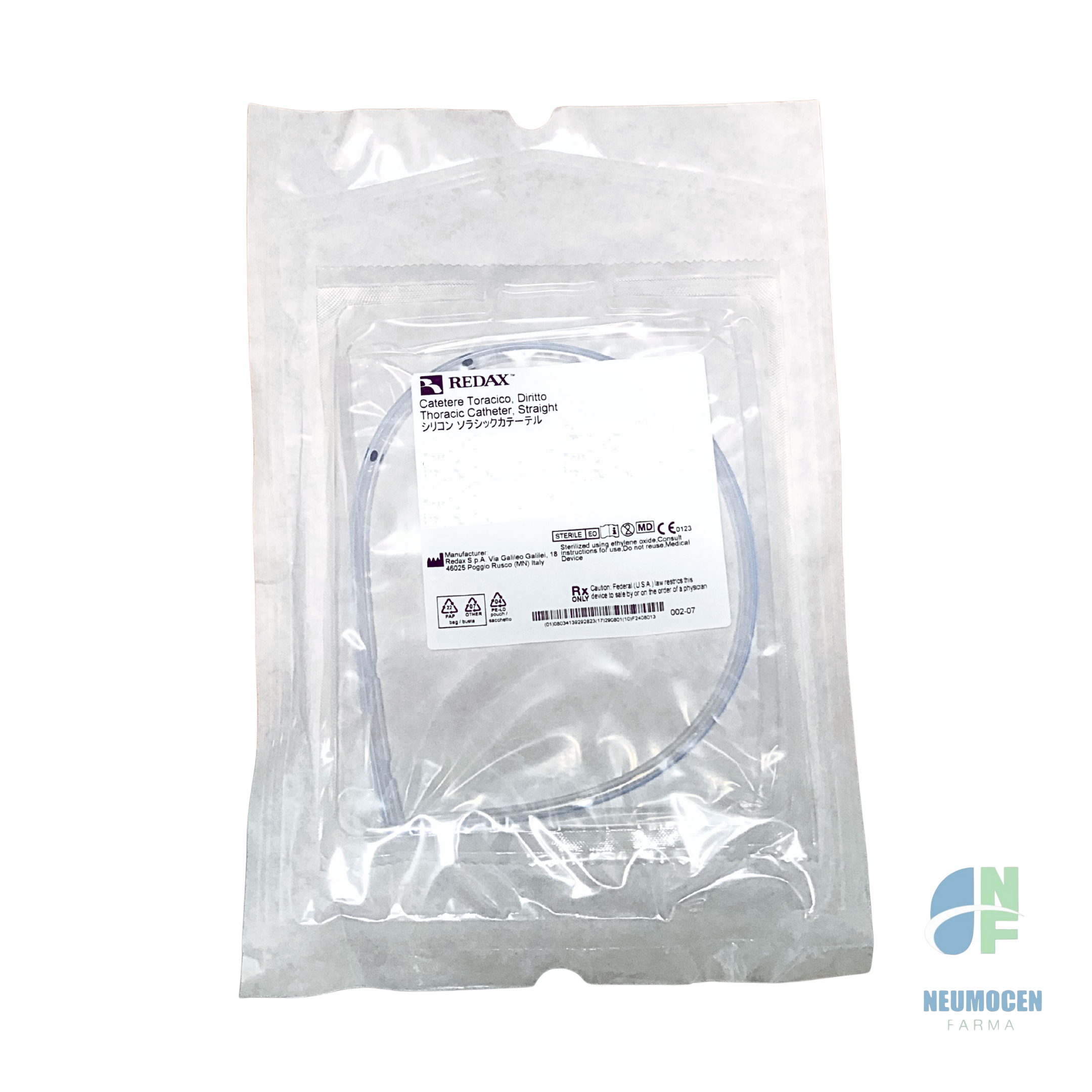 Catéteres torácicos de silicona rectos empaque