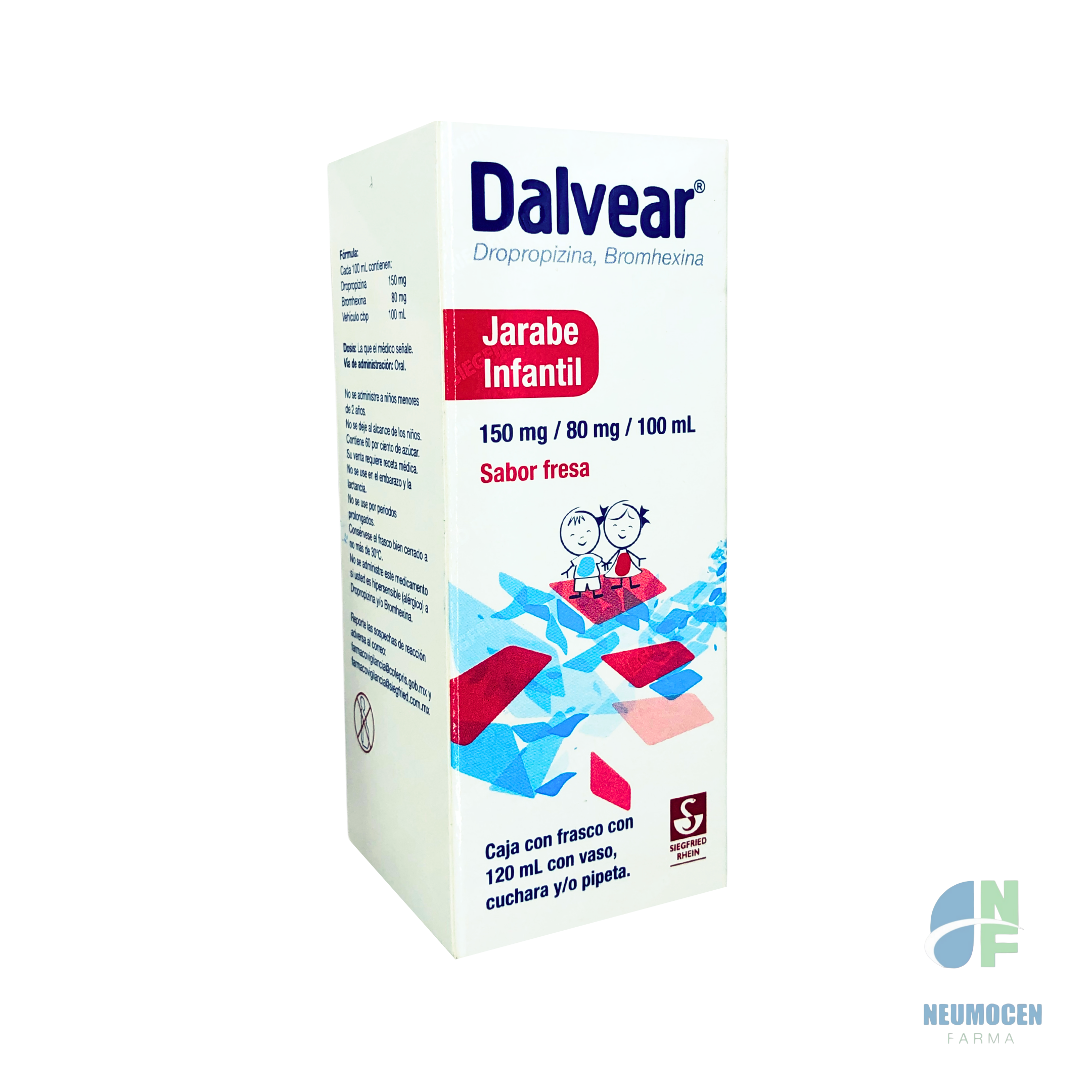 Caja con frasco con 120 ml con vaso, cuchara y/o pipeta