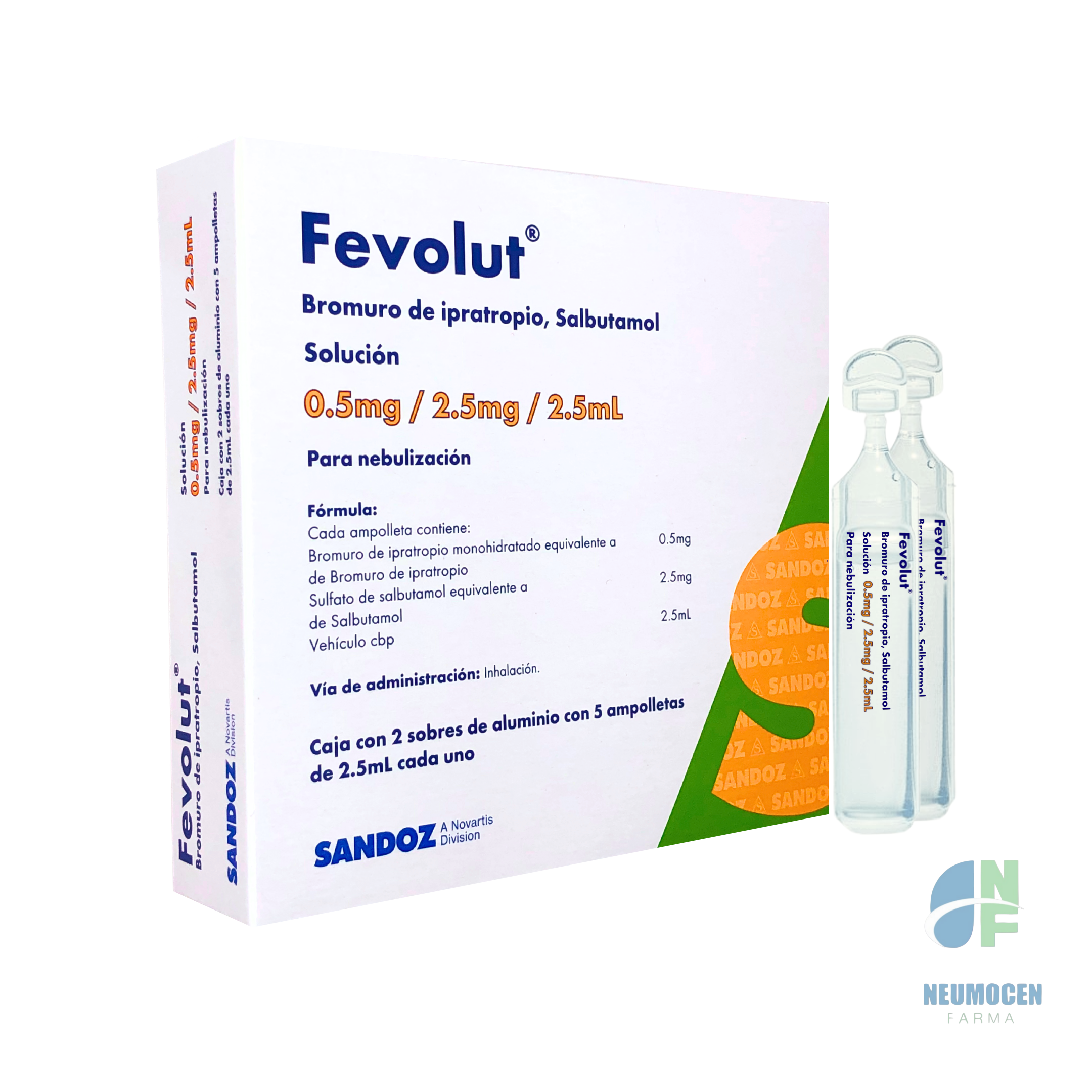 Caja con 2 sobres de aluminio con 5 ampolletas de 2.5 ml cada uno
