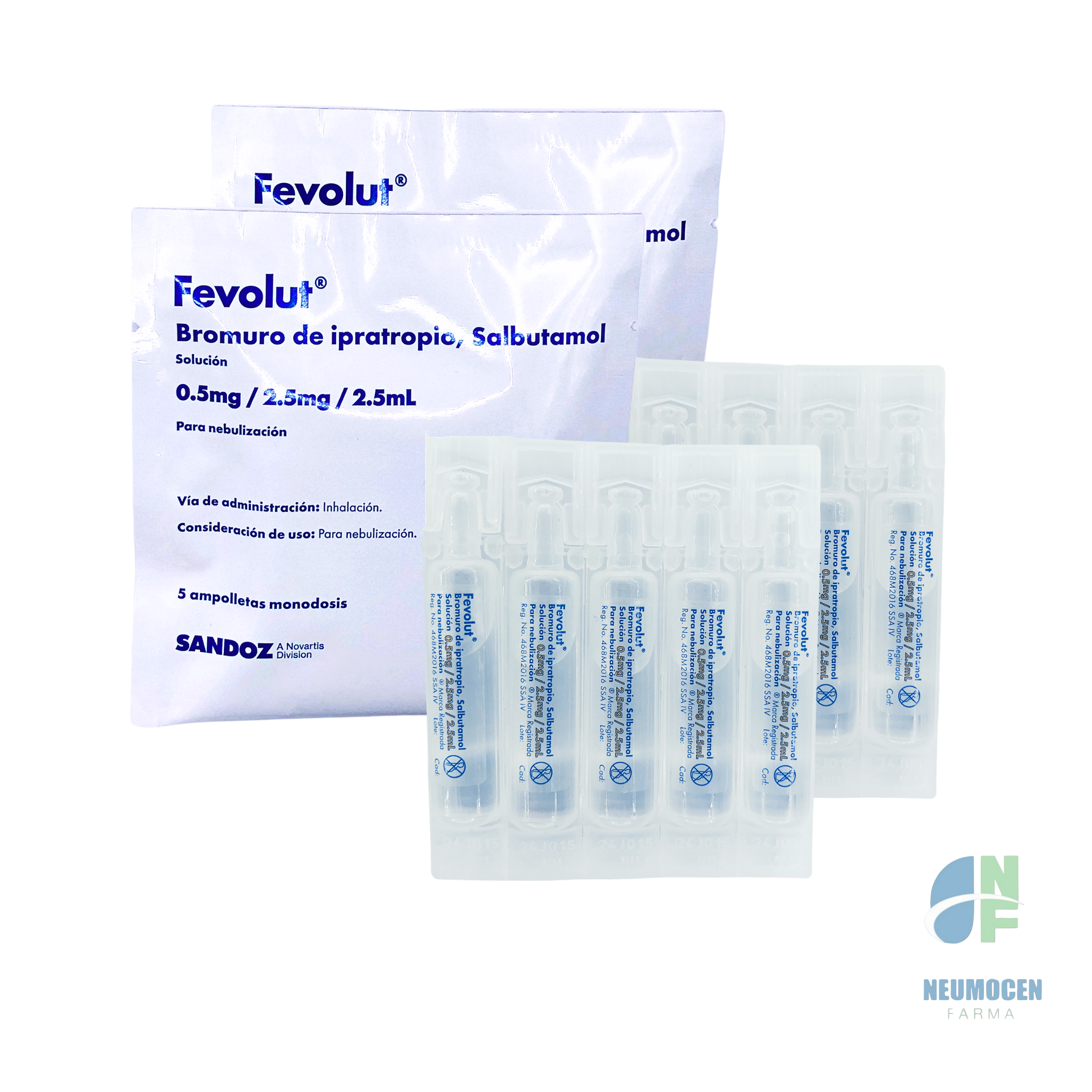 Caja con 2 sobres de aluminio con 5 ampolletas de 2.5 ml cada uno