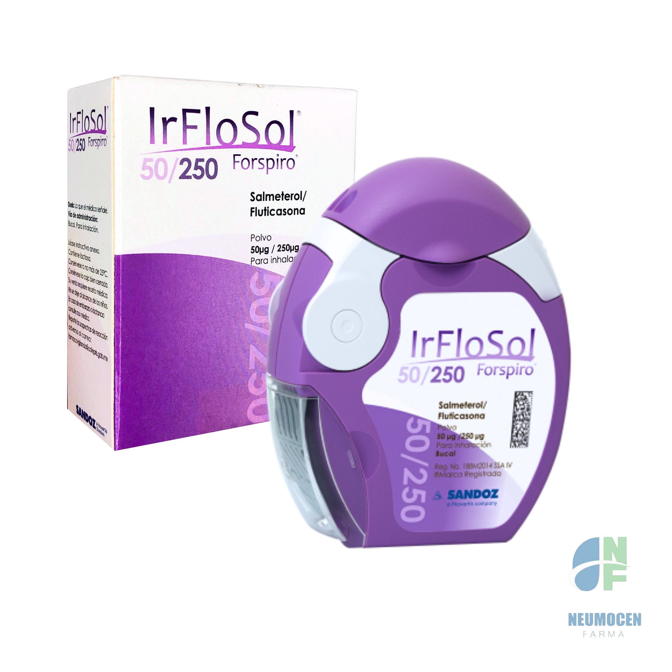 Caja con un dispositivo inhalador con 60 dosis