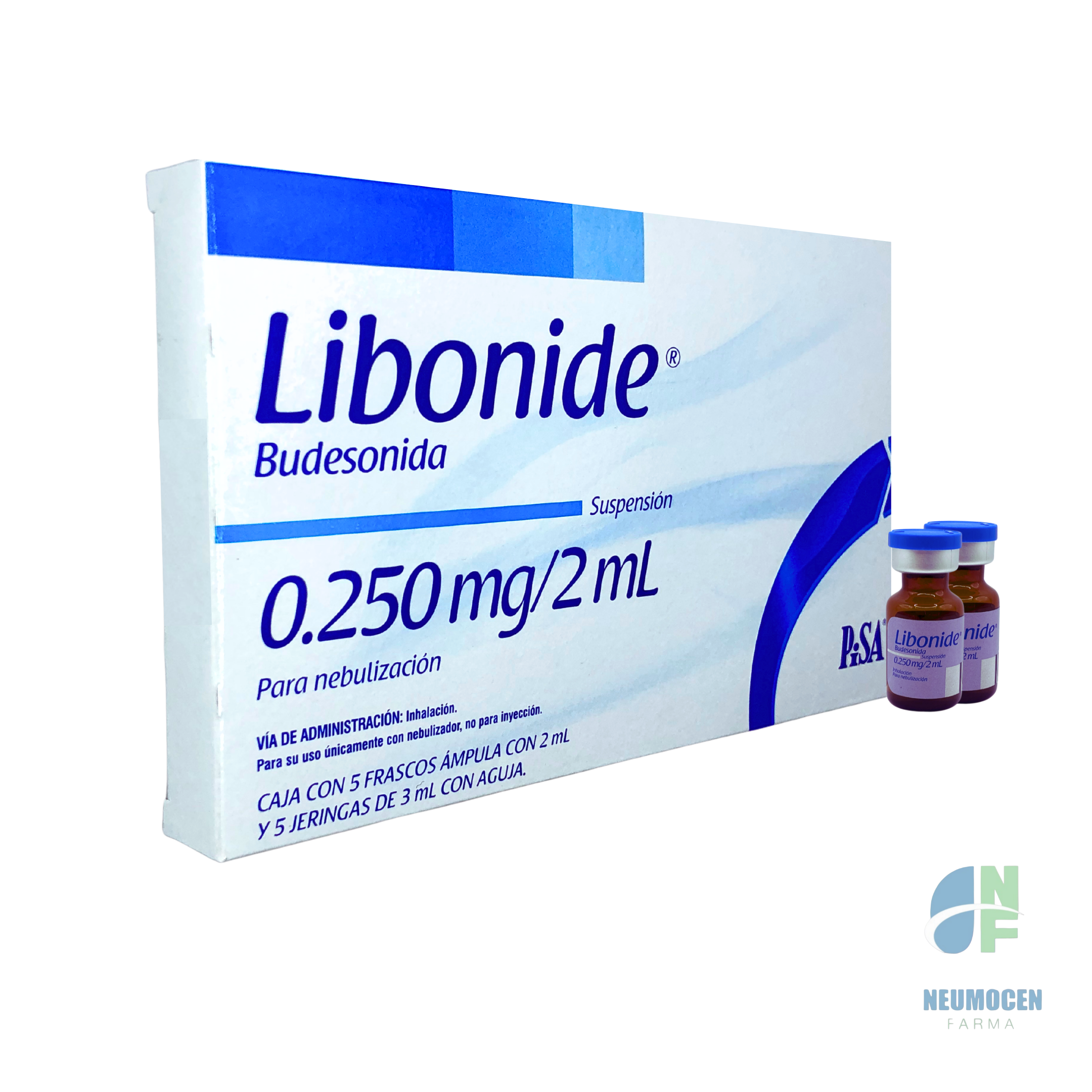 Caja con 5 frascos ámpula con 2 ml y 5 jeringas de 3 ml con agua